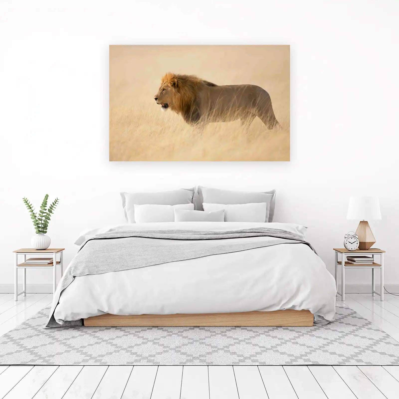 Majestic Lion in Golden Savannah Wall Art