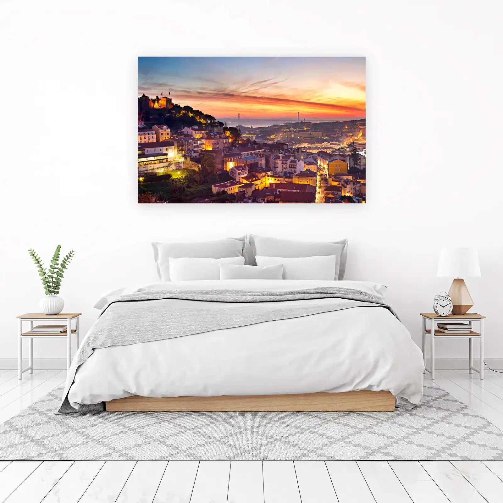 Lisbon Cityscape Sunset Wall Art