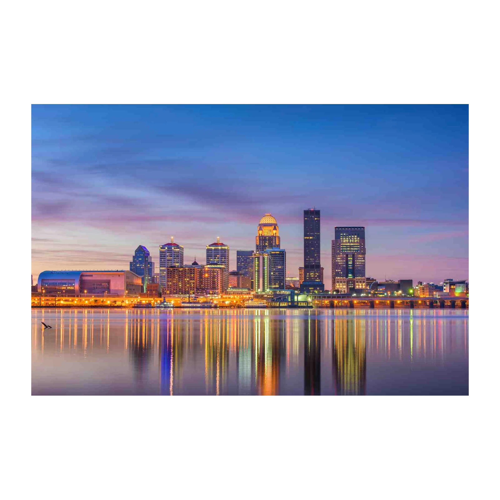 Louisville Skyline Dusk Reflection Wall Art