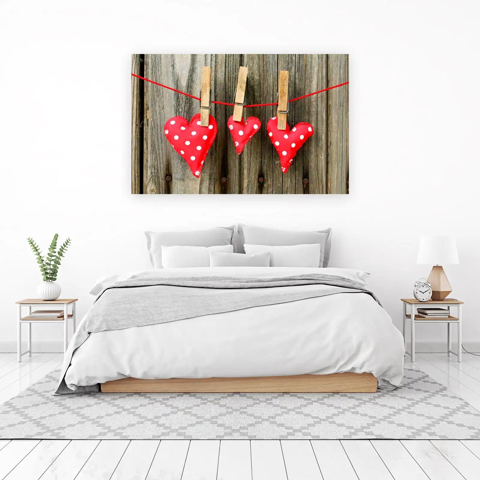 Red Polka Dot Hearts Valentine's Day Wall Art
