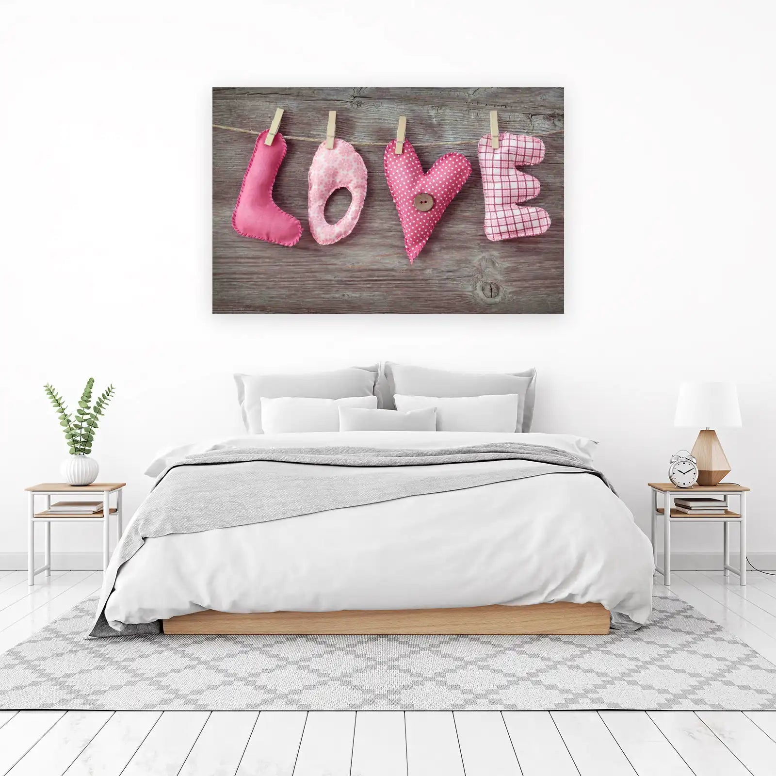Charming "Love" Textile Art Wall Art
