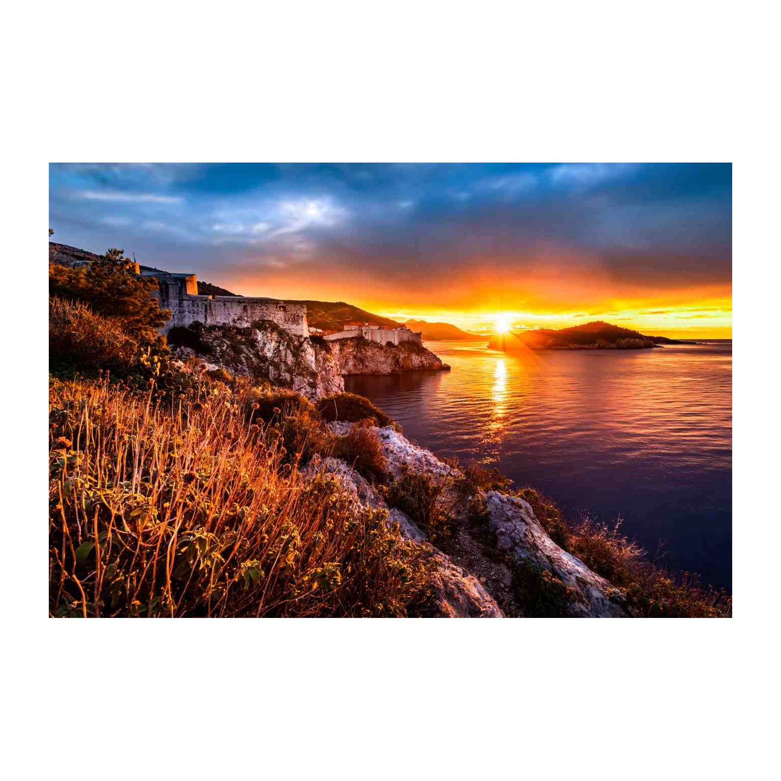 Coastal Sunset Fortress Wall Art