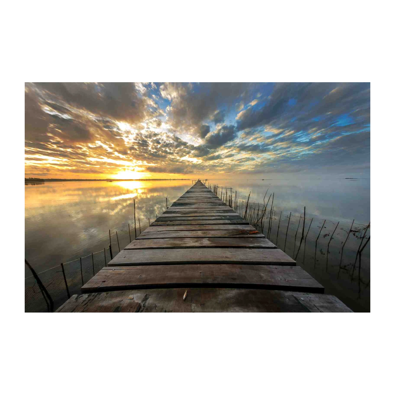 Serene Sunrise Pier Landscape Wall Art