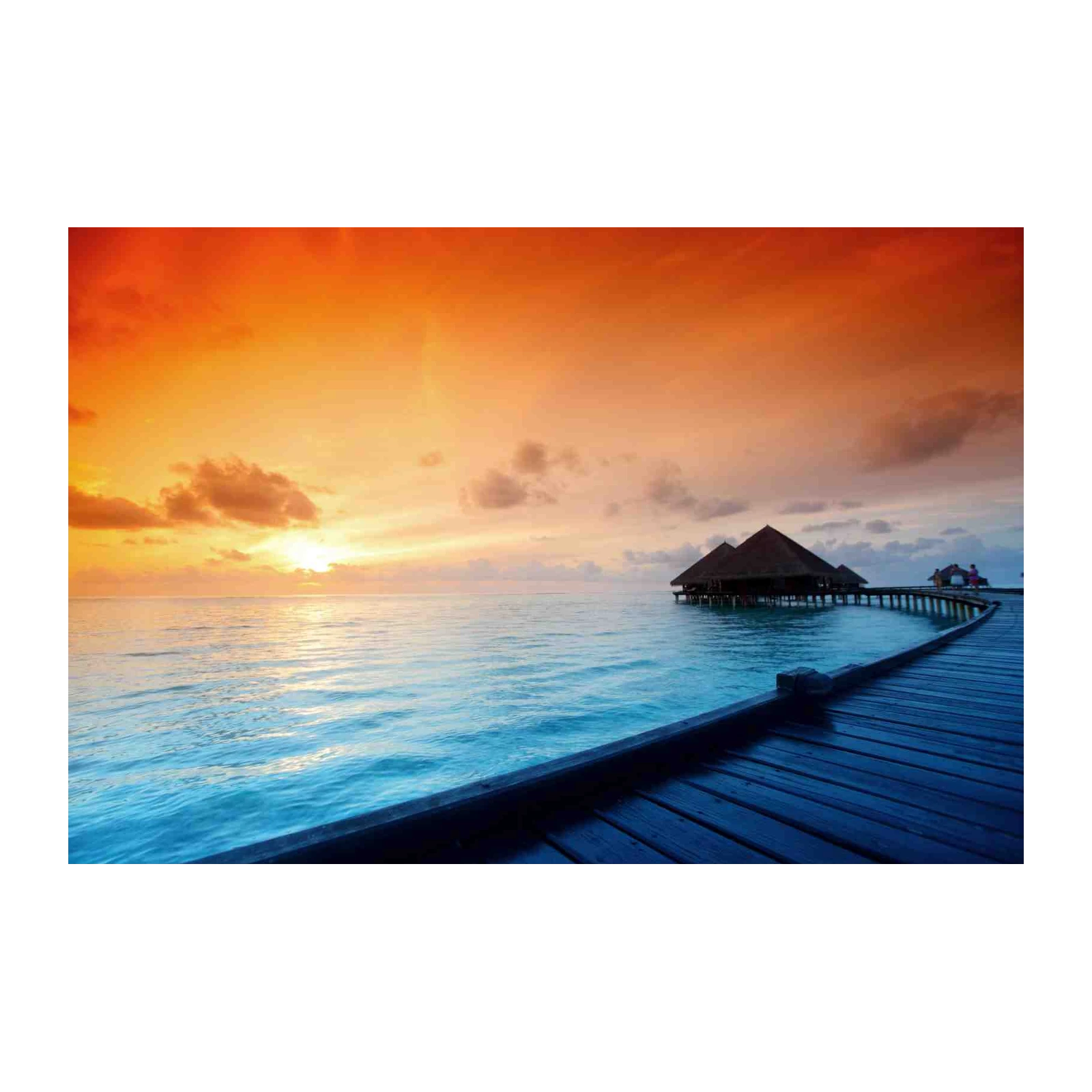 Tranquil Sunset Overwater Bungalows Wall Art