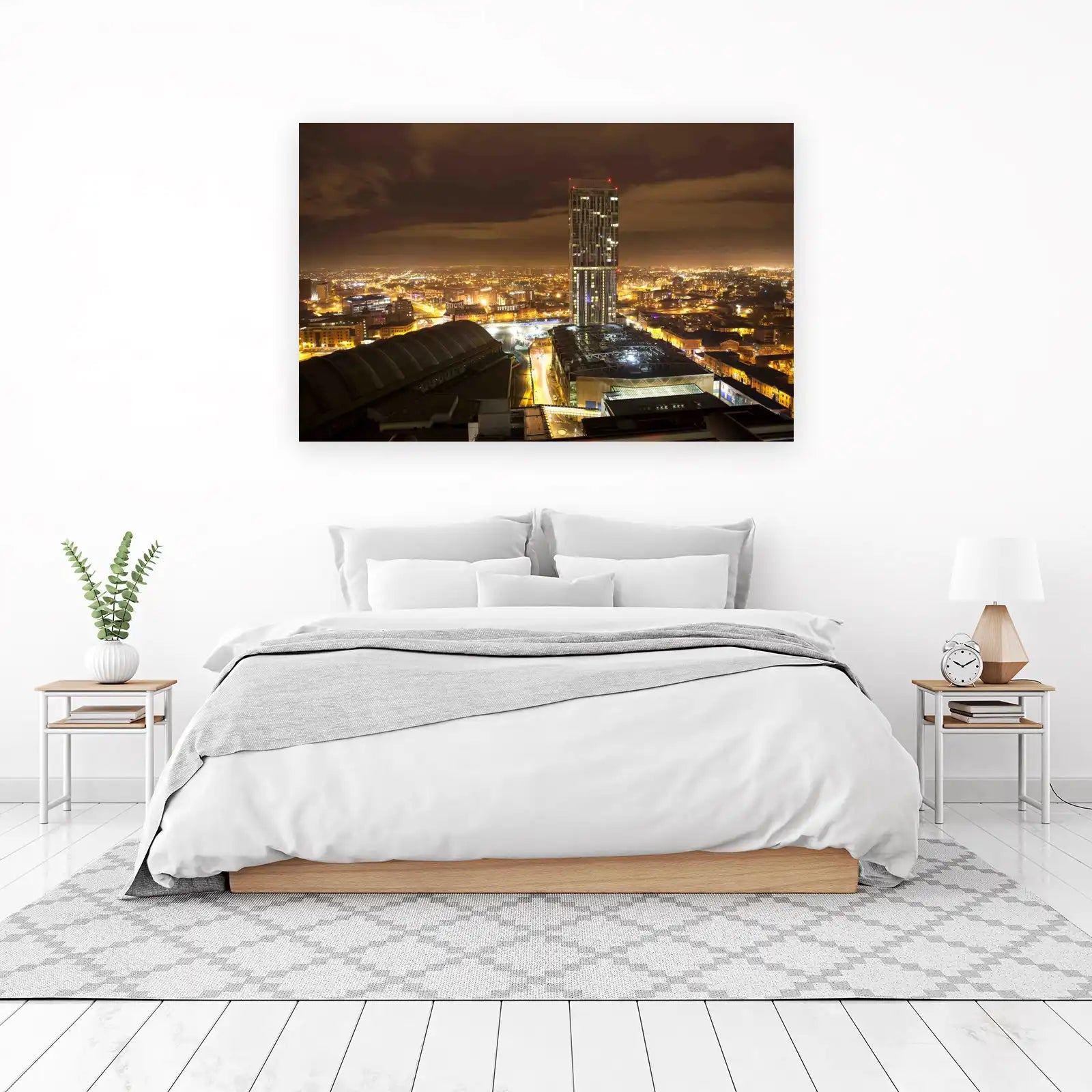Cityscape at Night High-Rise Wall Art