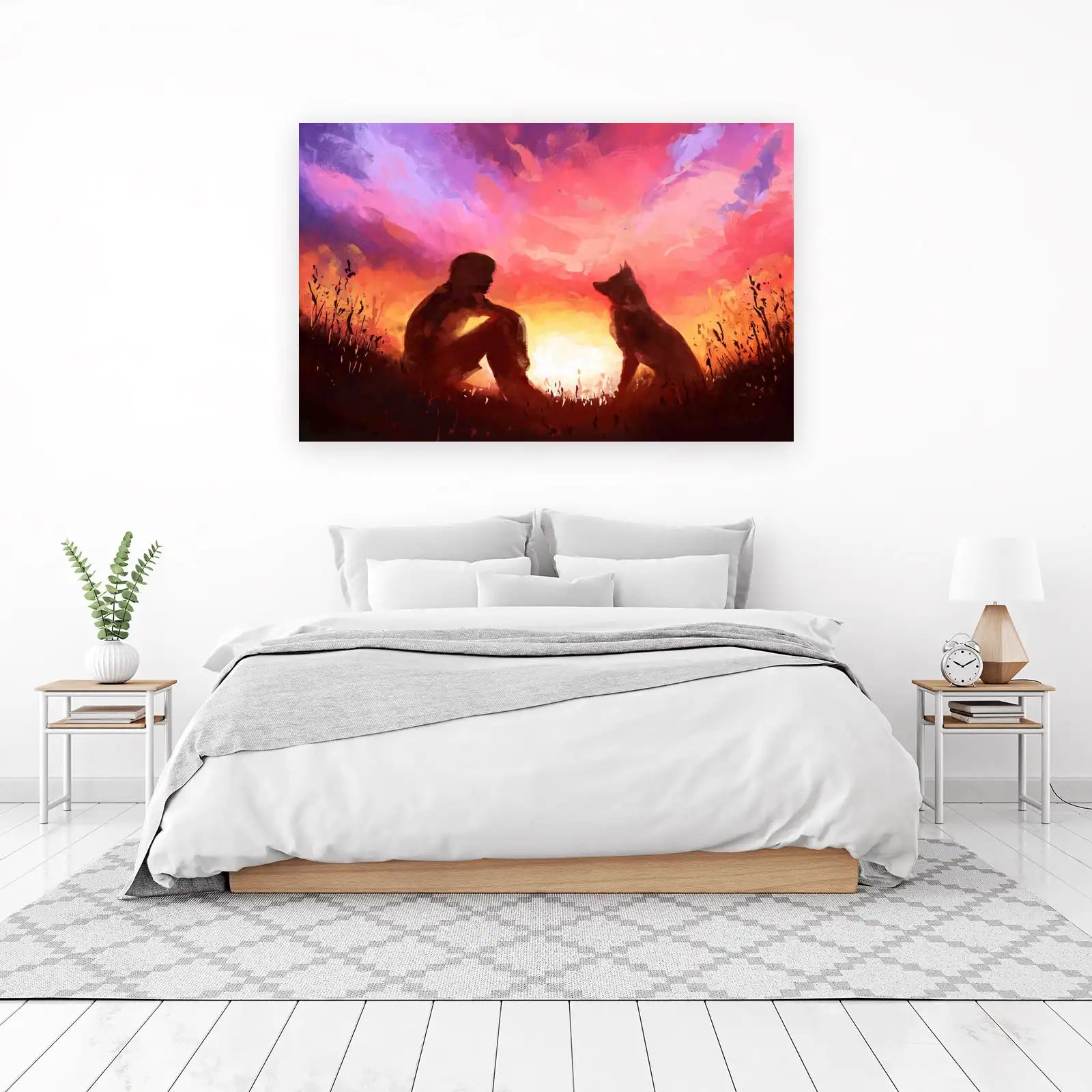 Sunset Companionship Dog & Person Wall Art