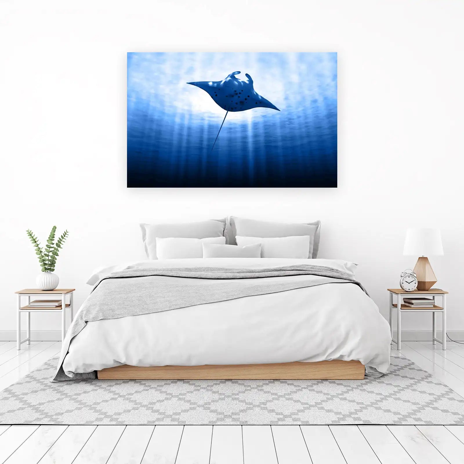 Majestic Manta Ray Underwater Scene Wall Art