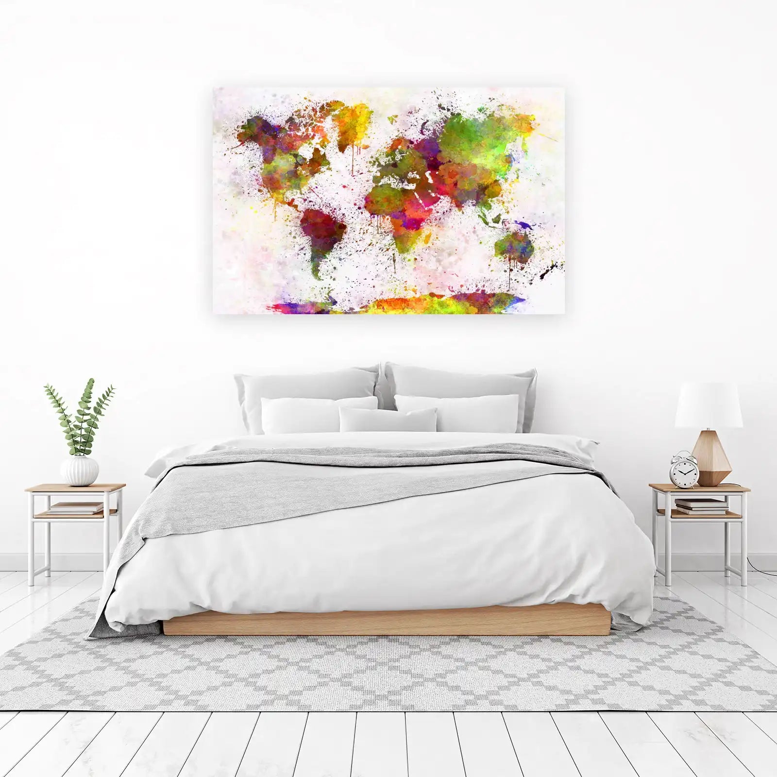 Vibrant Watercolor World Map Wall Art Art
