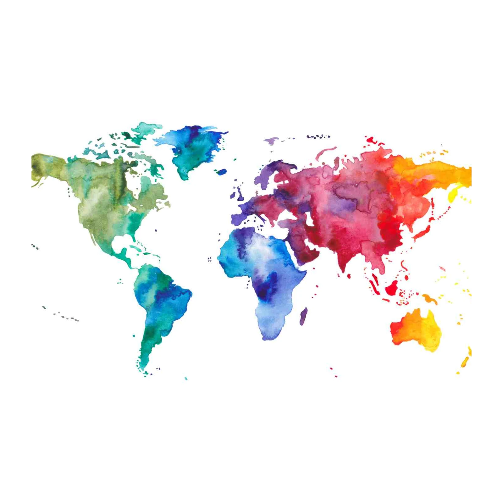 Vibrant Watercolor World Map Wall Art for Home Decor