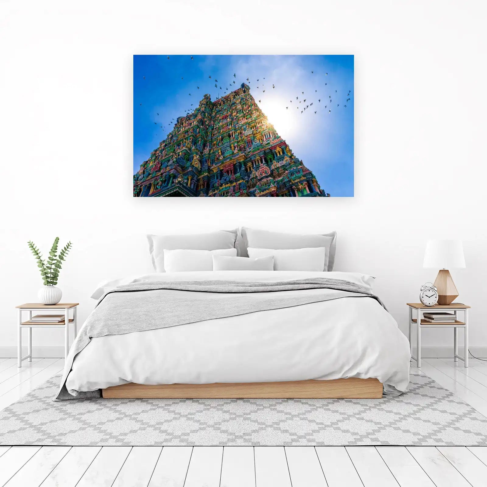 Vibrant Indian Temple Flock Wall Art