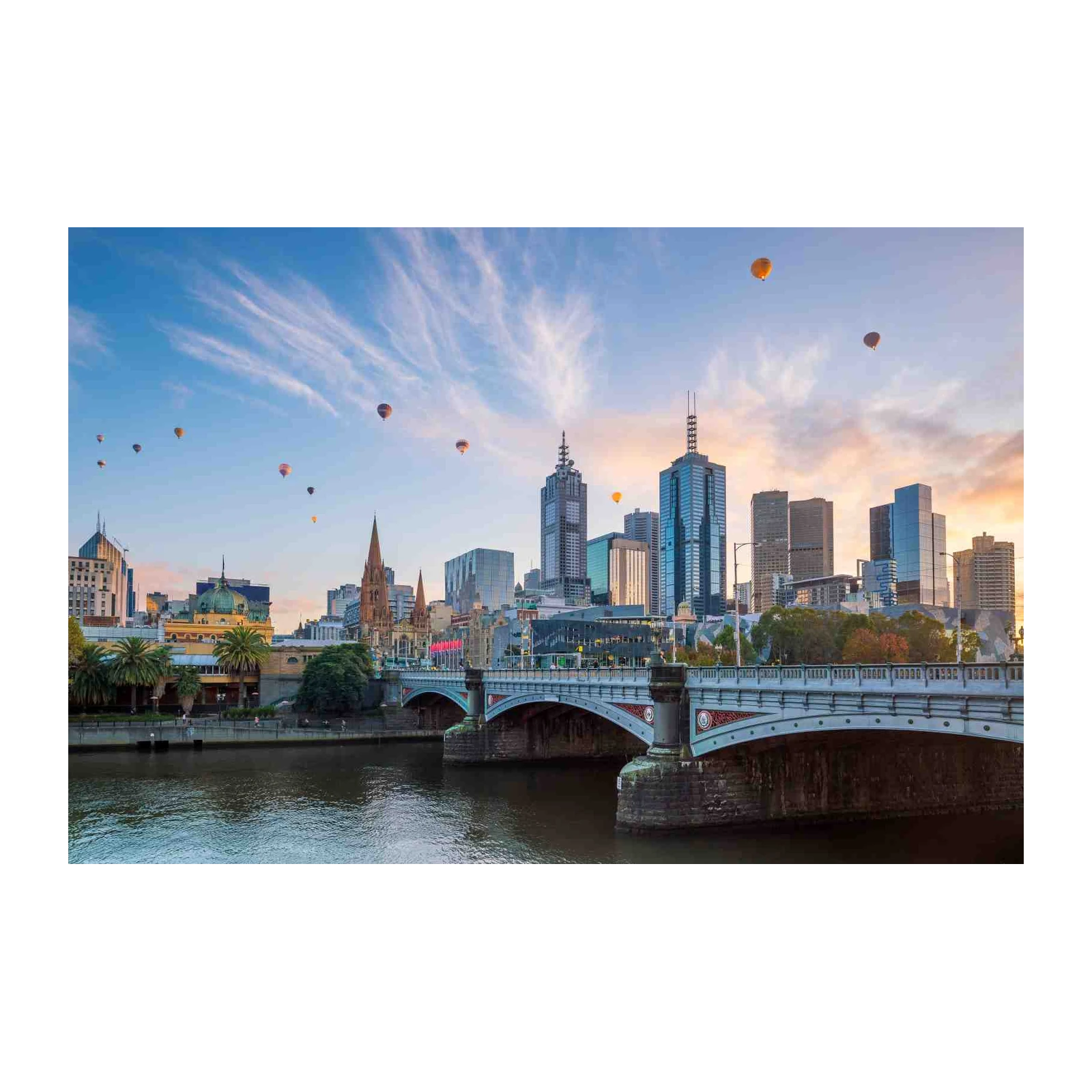 Melbourne Skyline Hot Air Balloon Wall Art