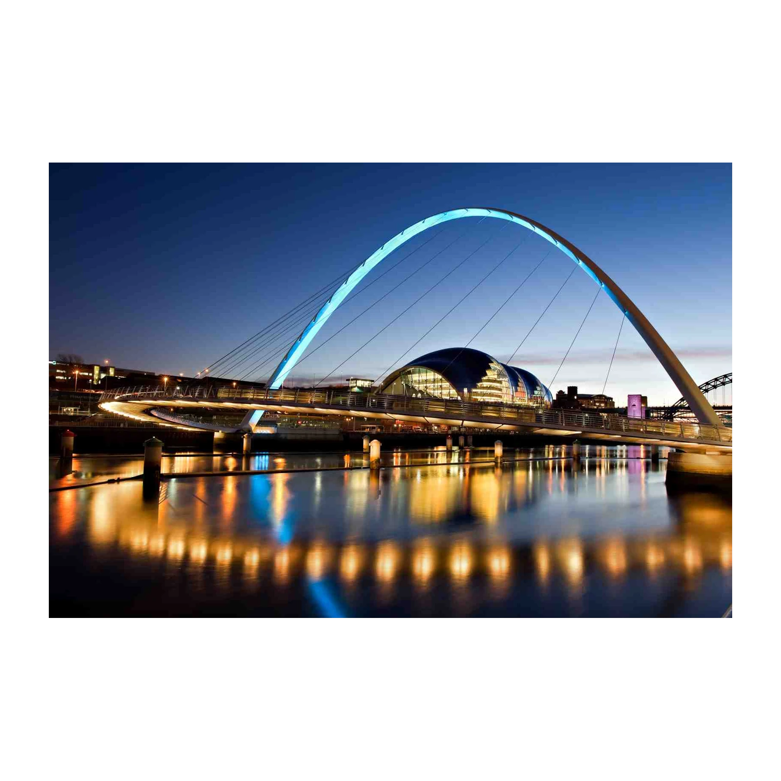 Iconic City Bridge Evening Glow Wall Art