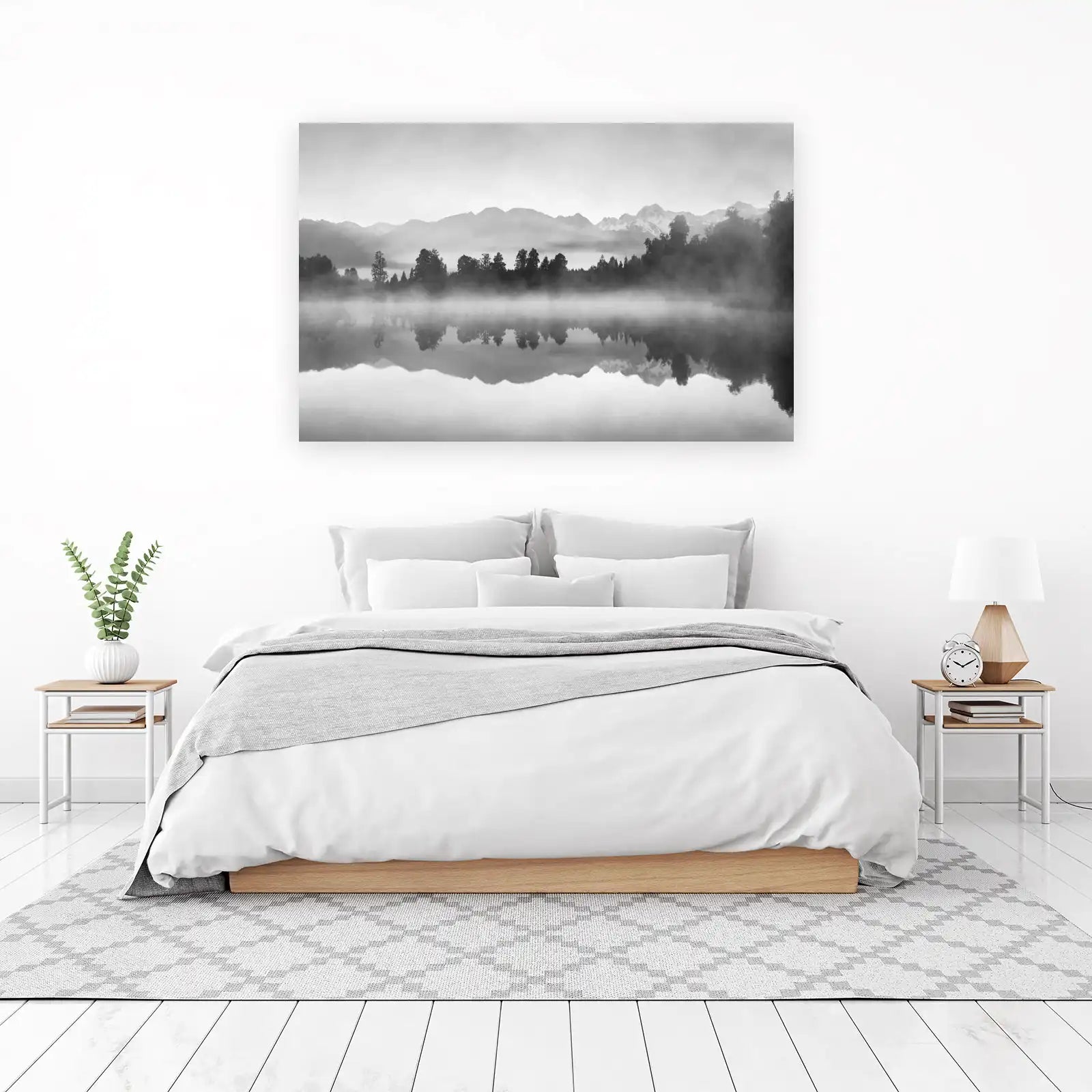 Misty Mountains Lake Serenity Wall Art
