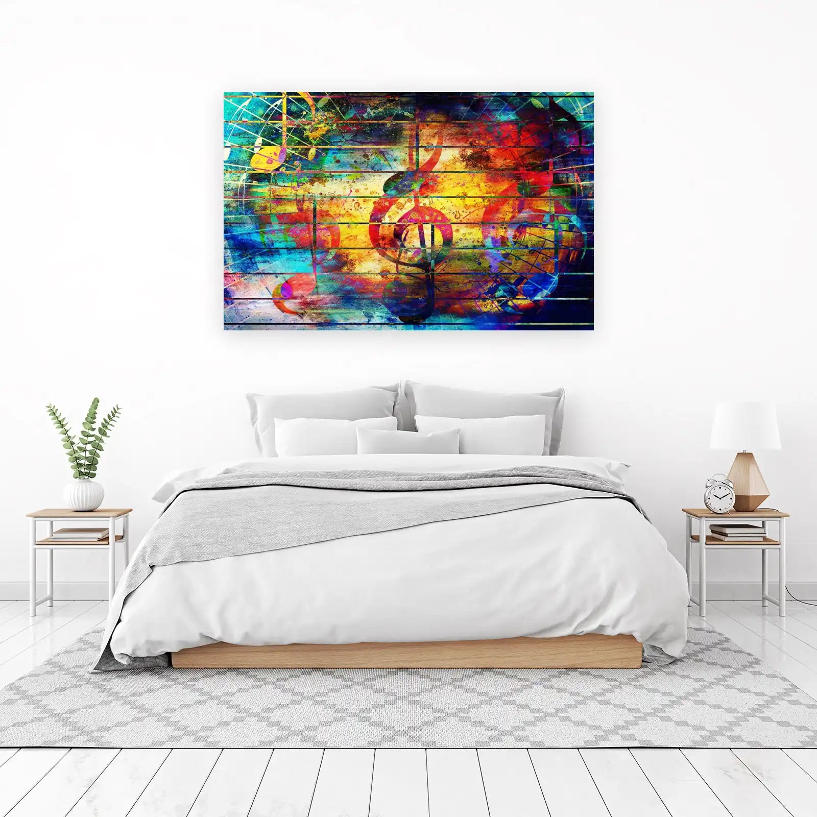 Vibrant Music Notes Abstract Wall Art