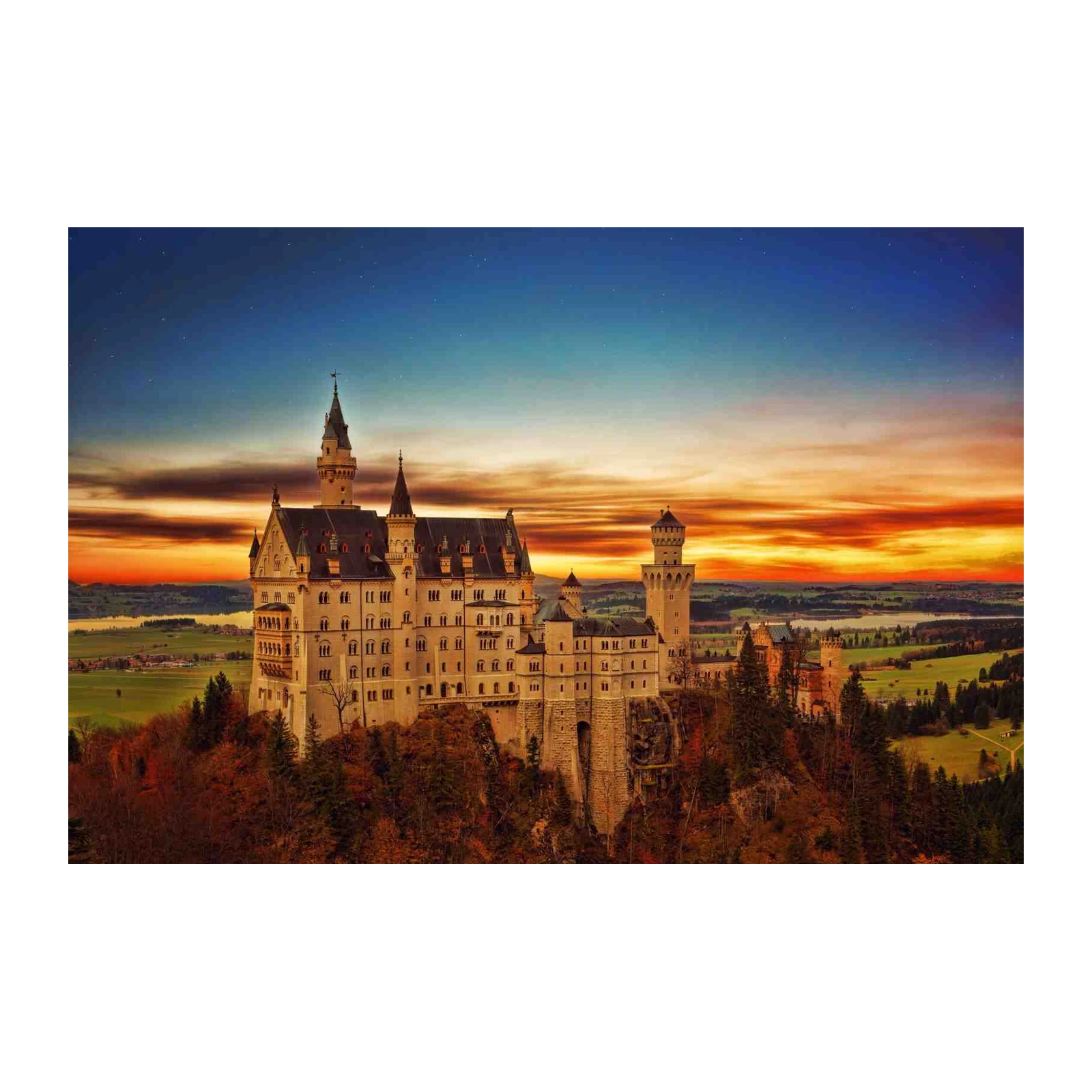 Bavarian Dream Castle Sunset Wall Art