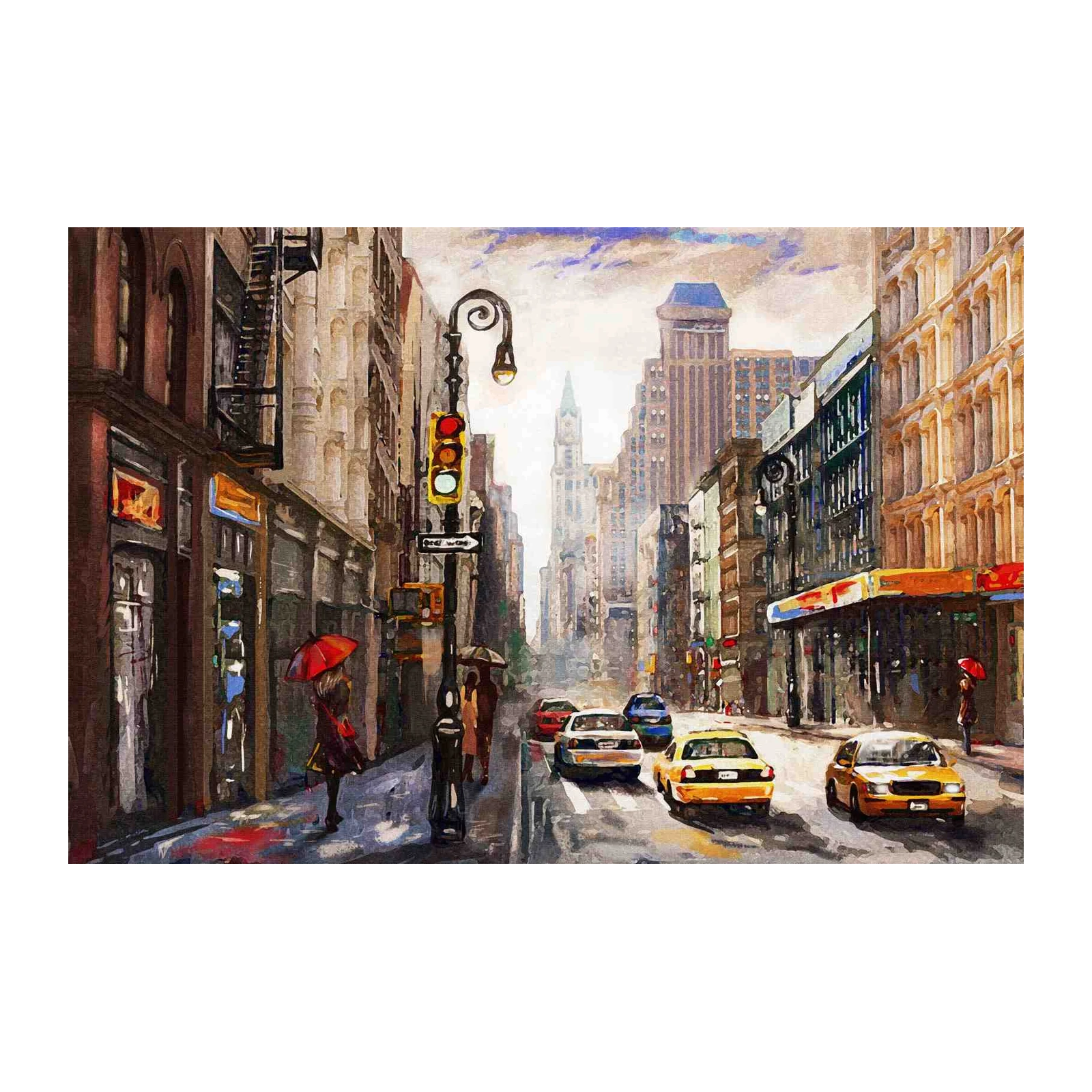 New York Rainy Day Street Scene Wall Art