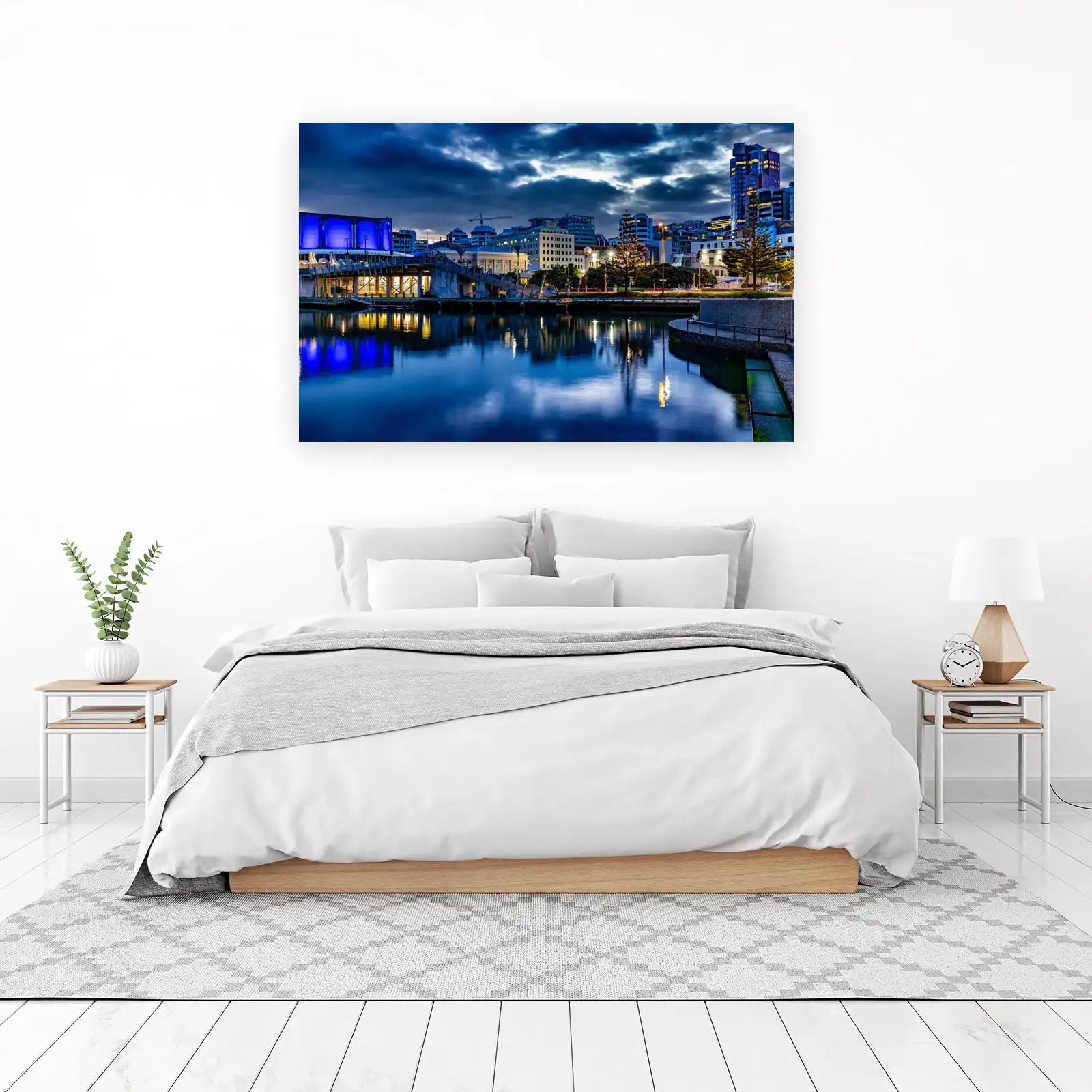 Nighttime Cityscape Reflection Wall Art
