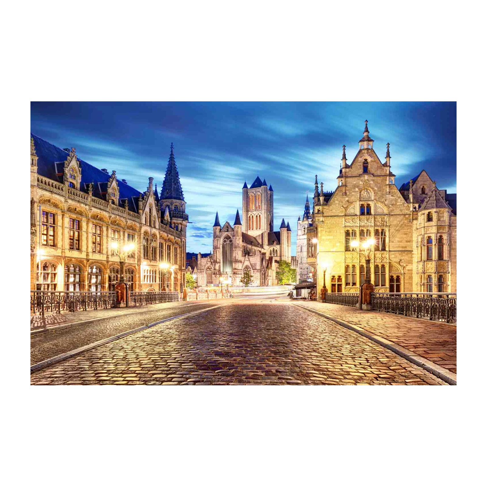 Ghent Cityscape Cobblestone Street Wall Art