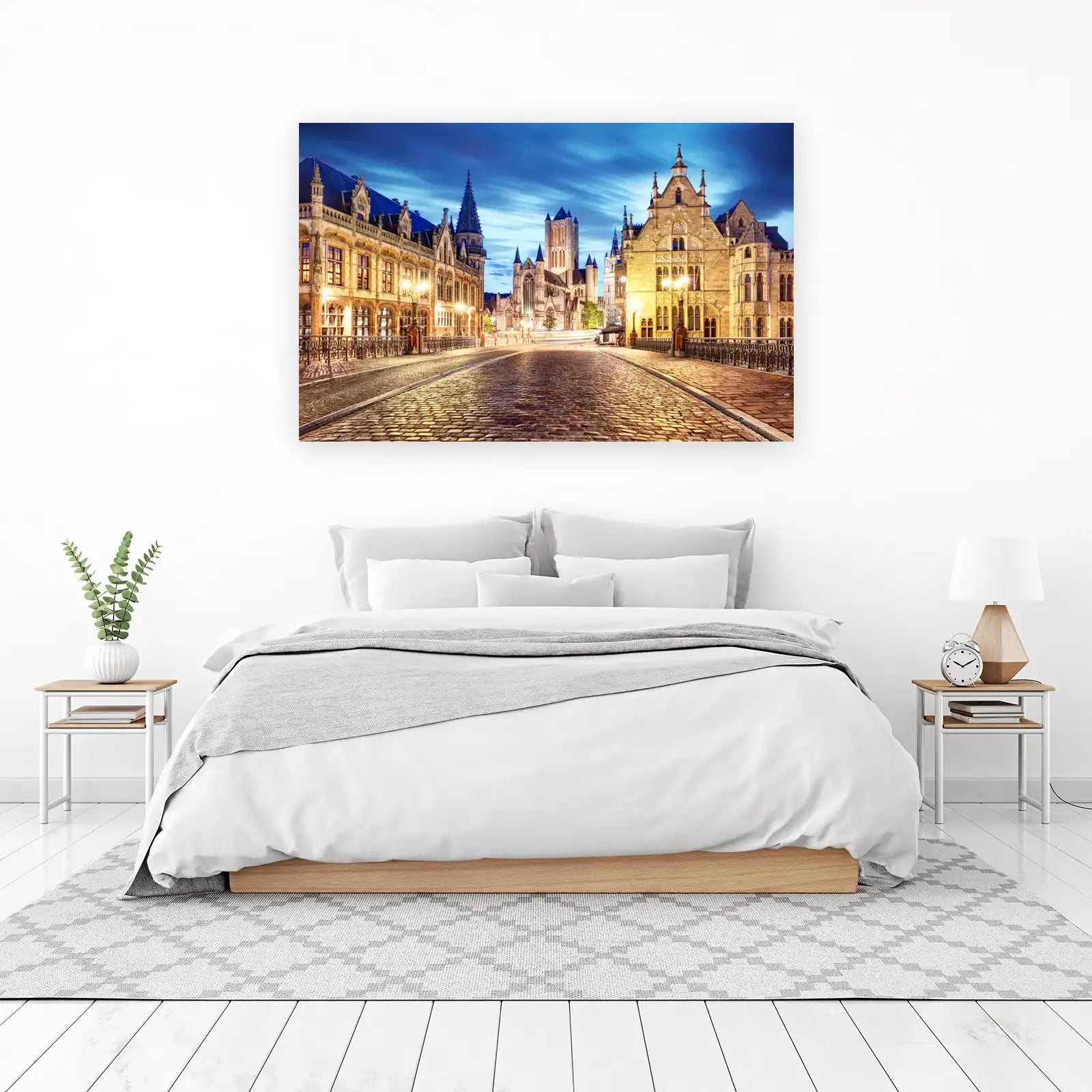 Ghent Cityscape Cobblestone Street Wall Art