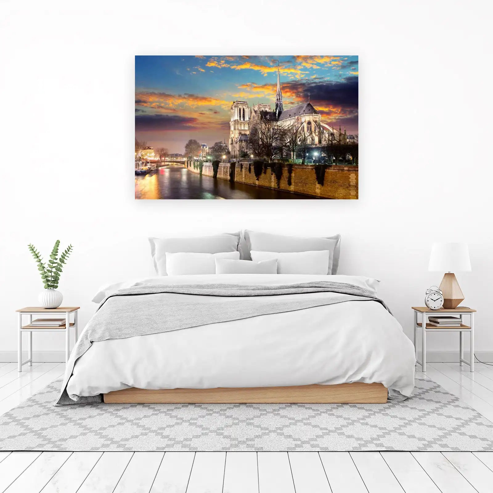Notre Dame Paris Sunset River Seine Wall Art