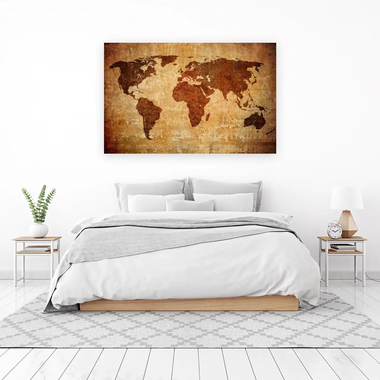 Vintage World Map Wall Art - Retro Travel Art
