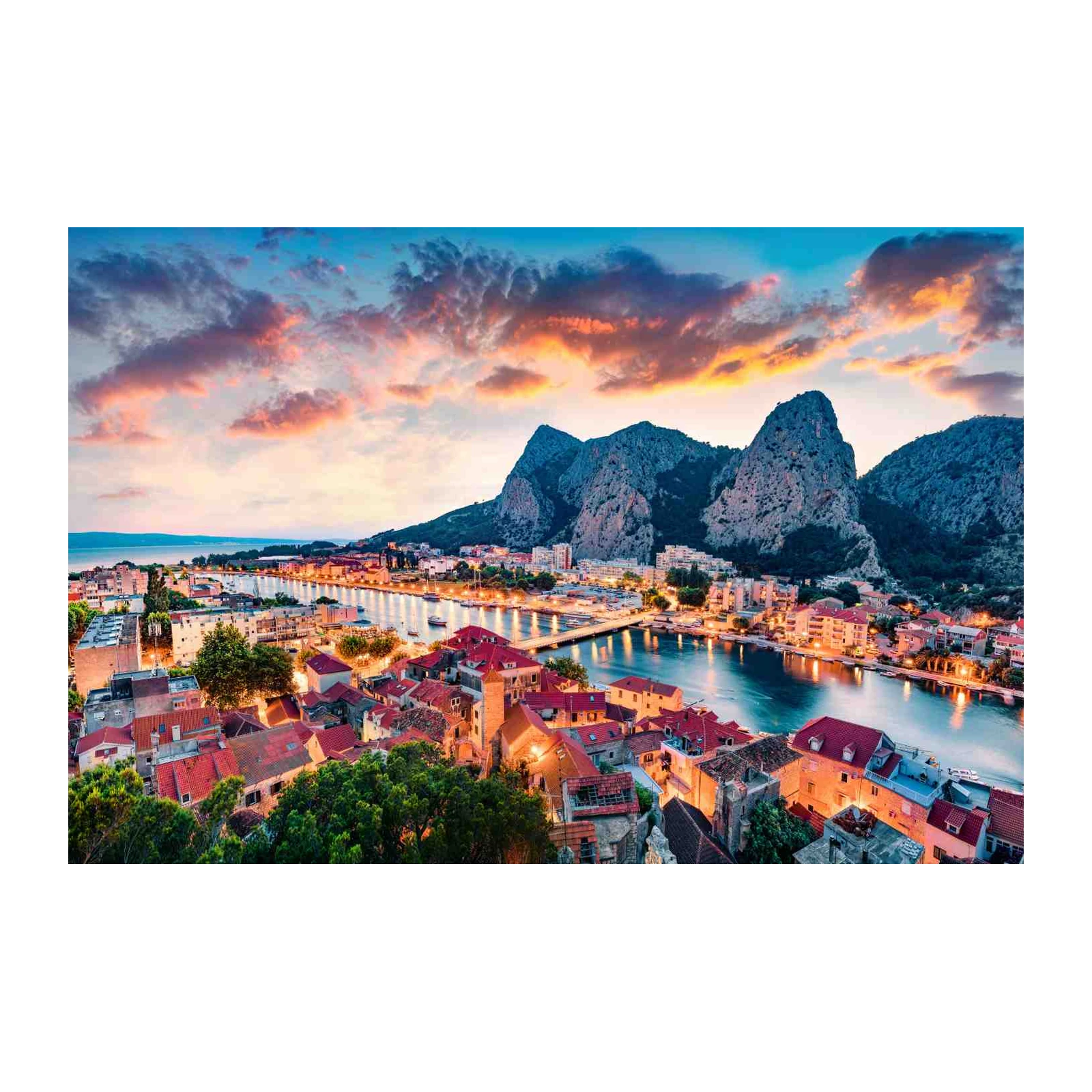 Omis Croatia Sunset Landscape Wall Art