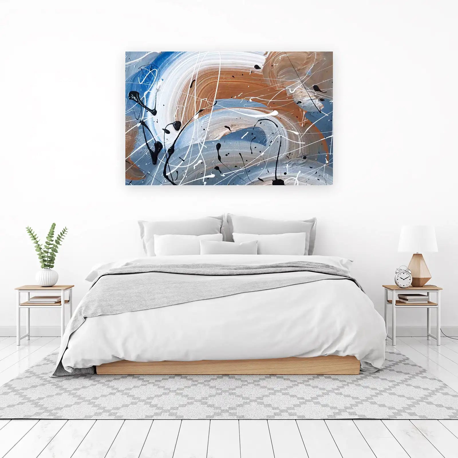 Abstract Swirls Dynamic Brown & Blue Wall Art