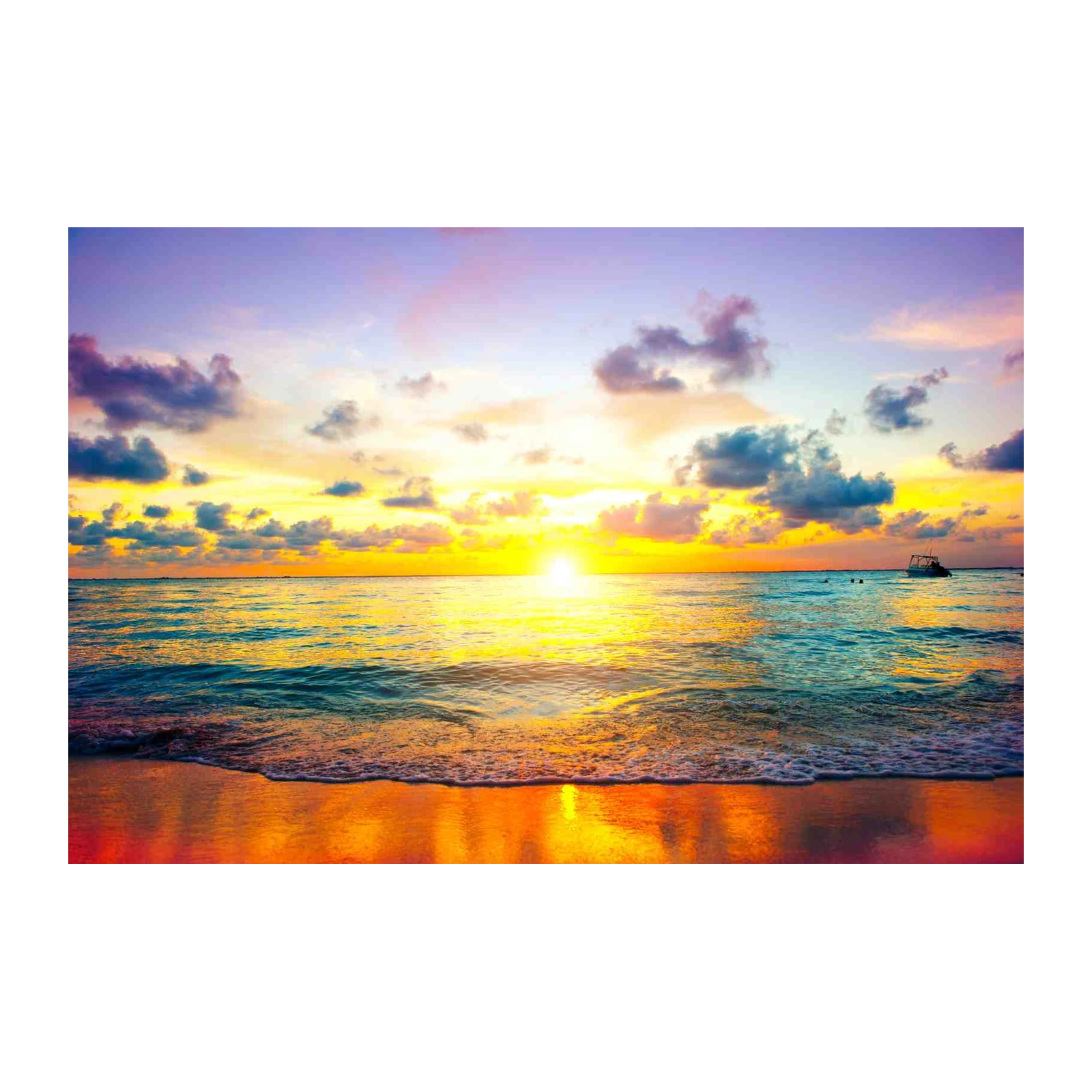 Vibrant Tropical Sunset Beach Wall Art