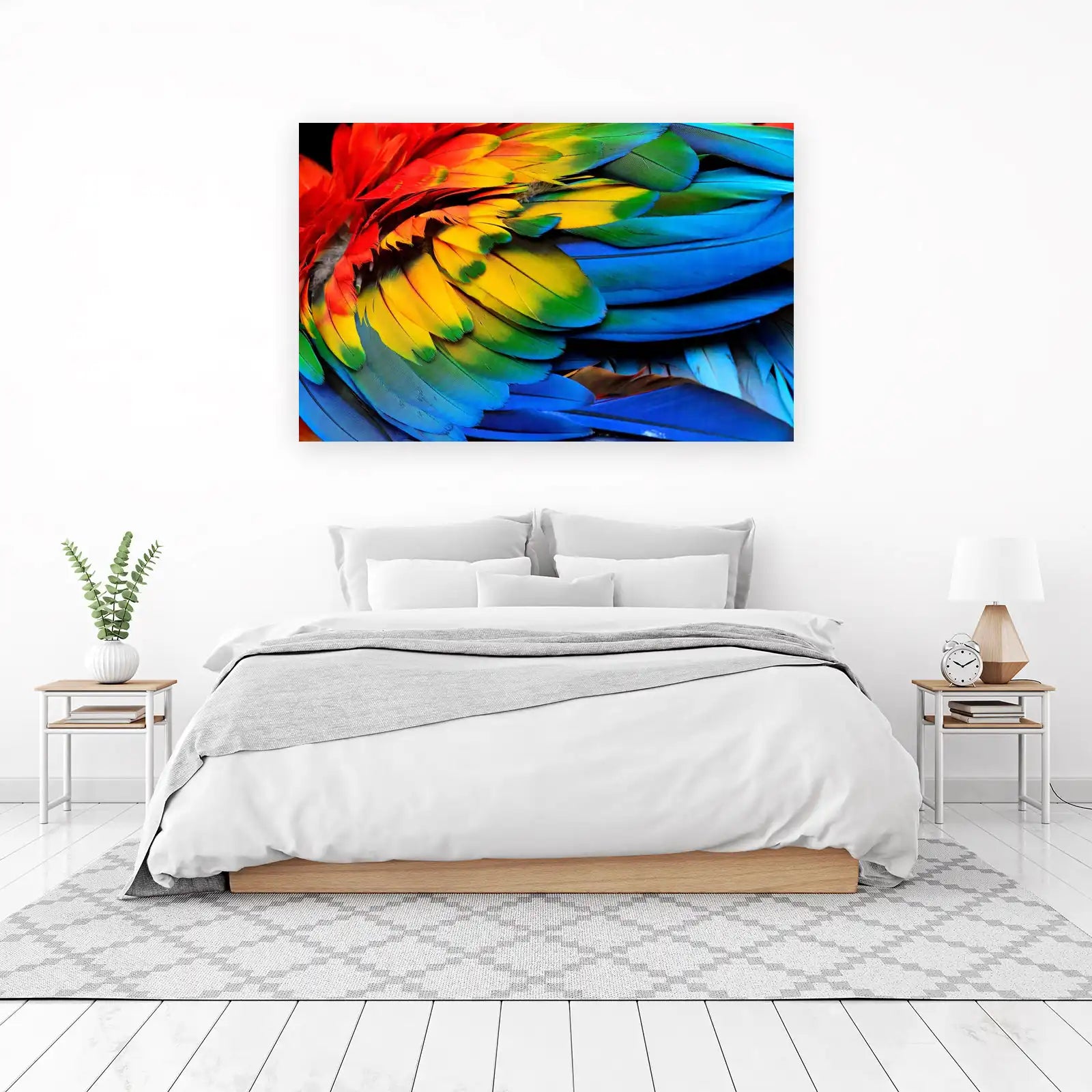 Vibrant Macaw Feathers Tropical Bird Wall Art
