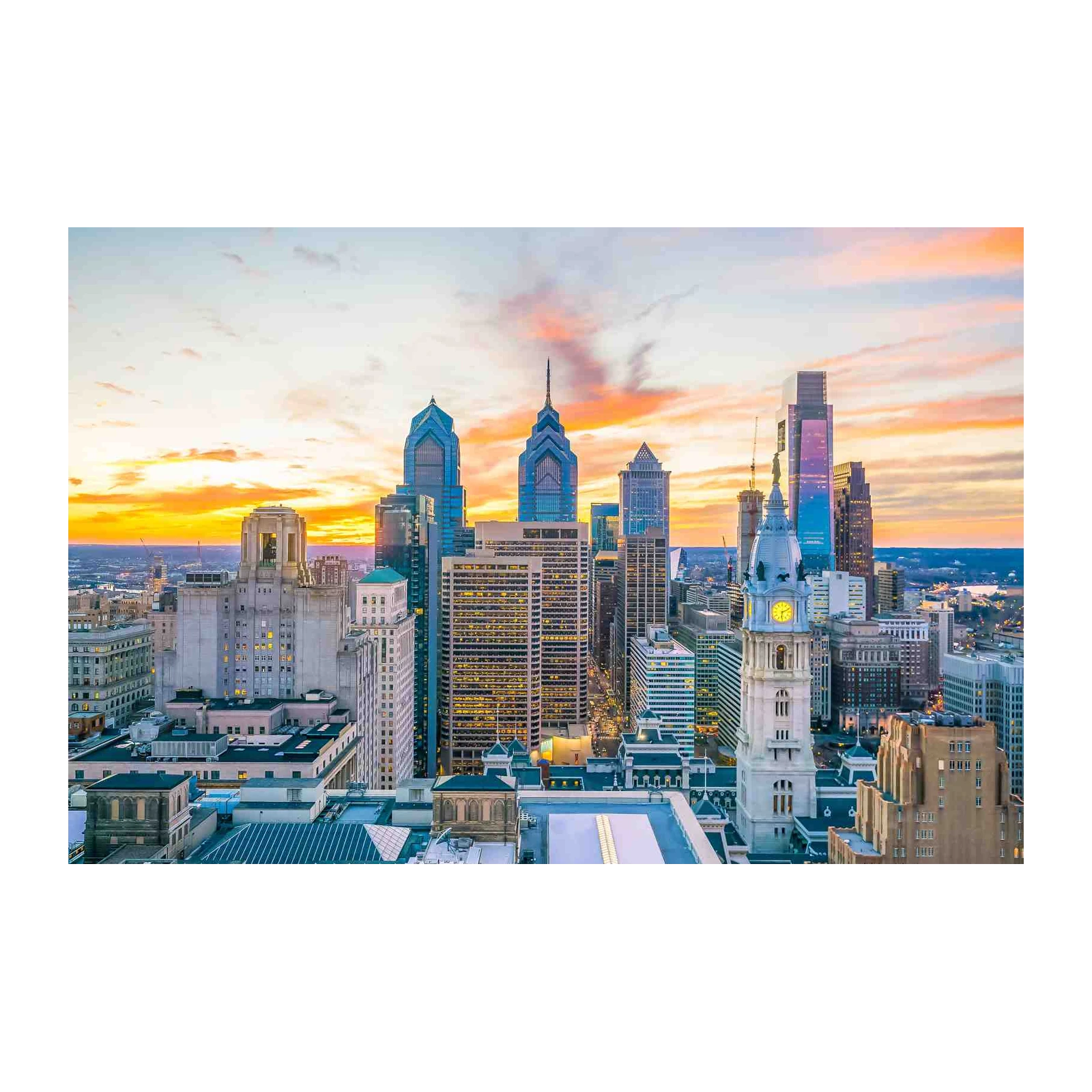 Philadelphia Skyline Sunset Wall Art