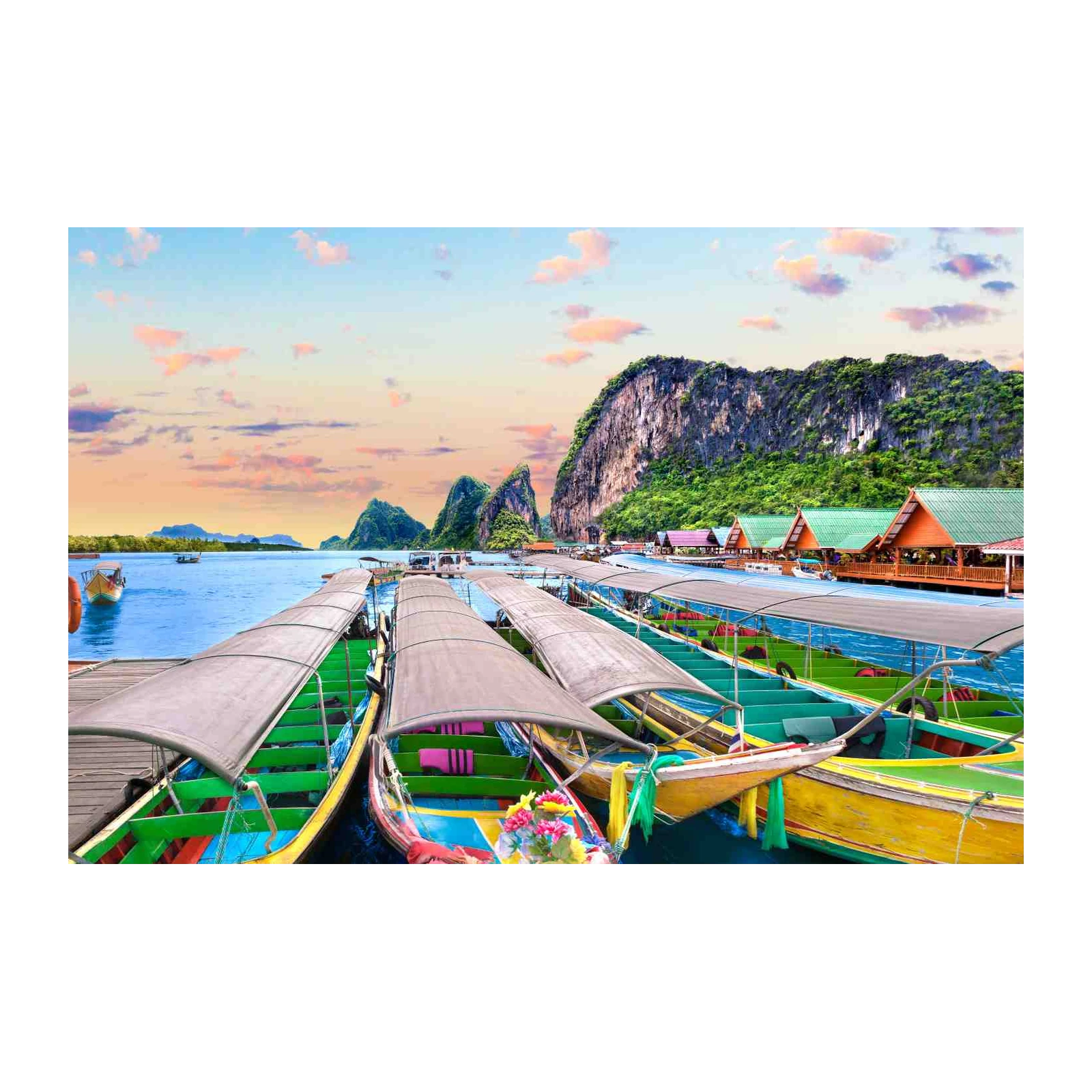 Tropical Bay Boat Serenity Wall Art