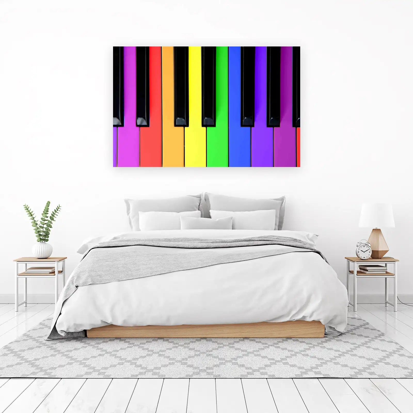 Vibrant Rainbow Piano Keys Wall Art