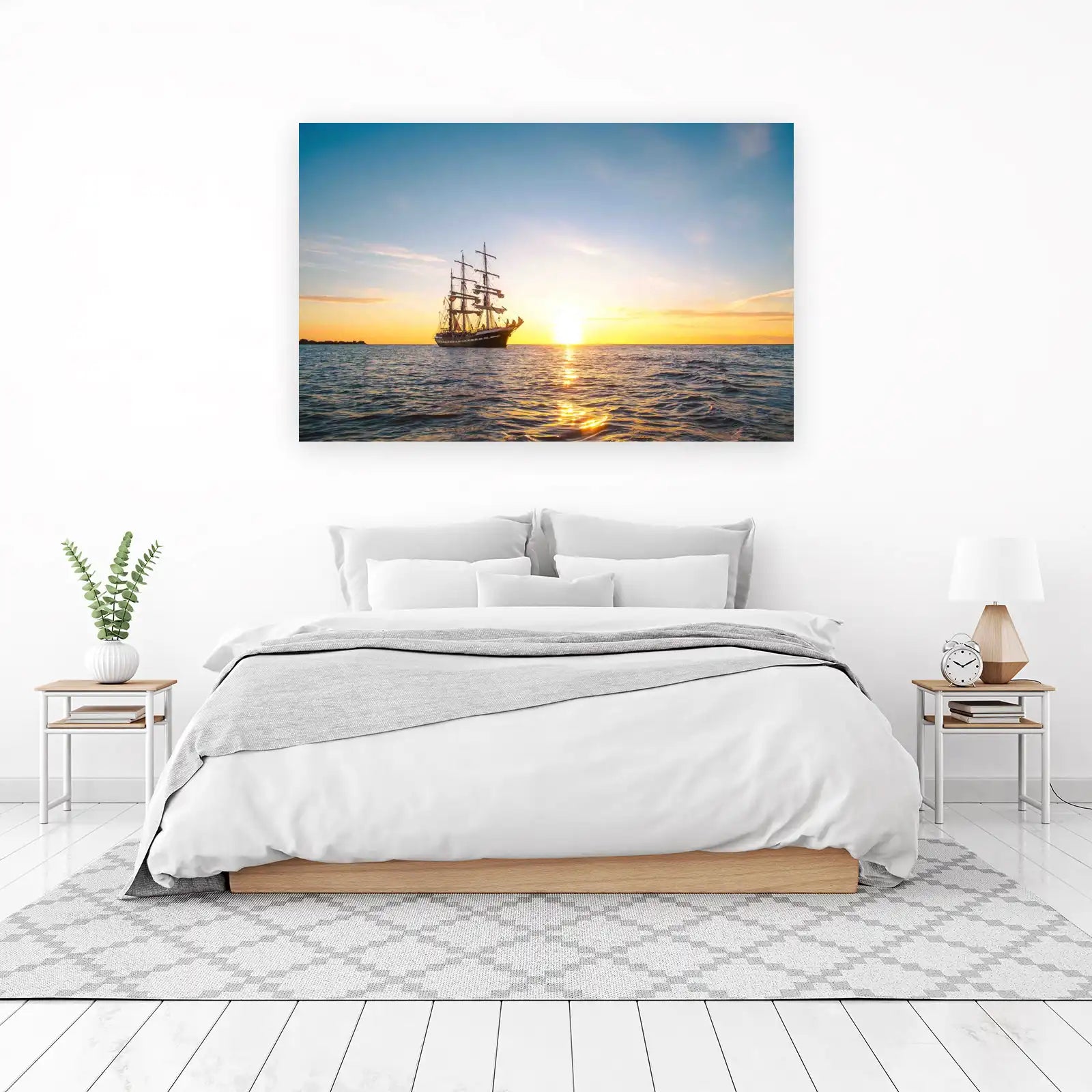 Majestic Tall Ship Sunset Wall Art