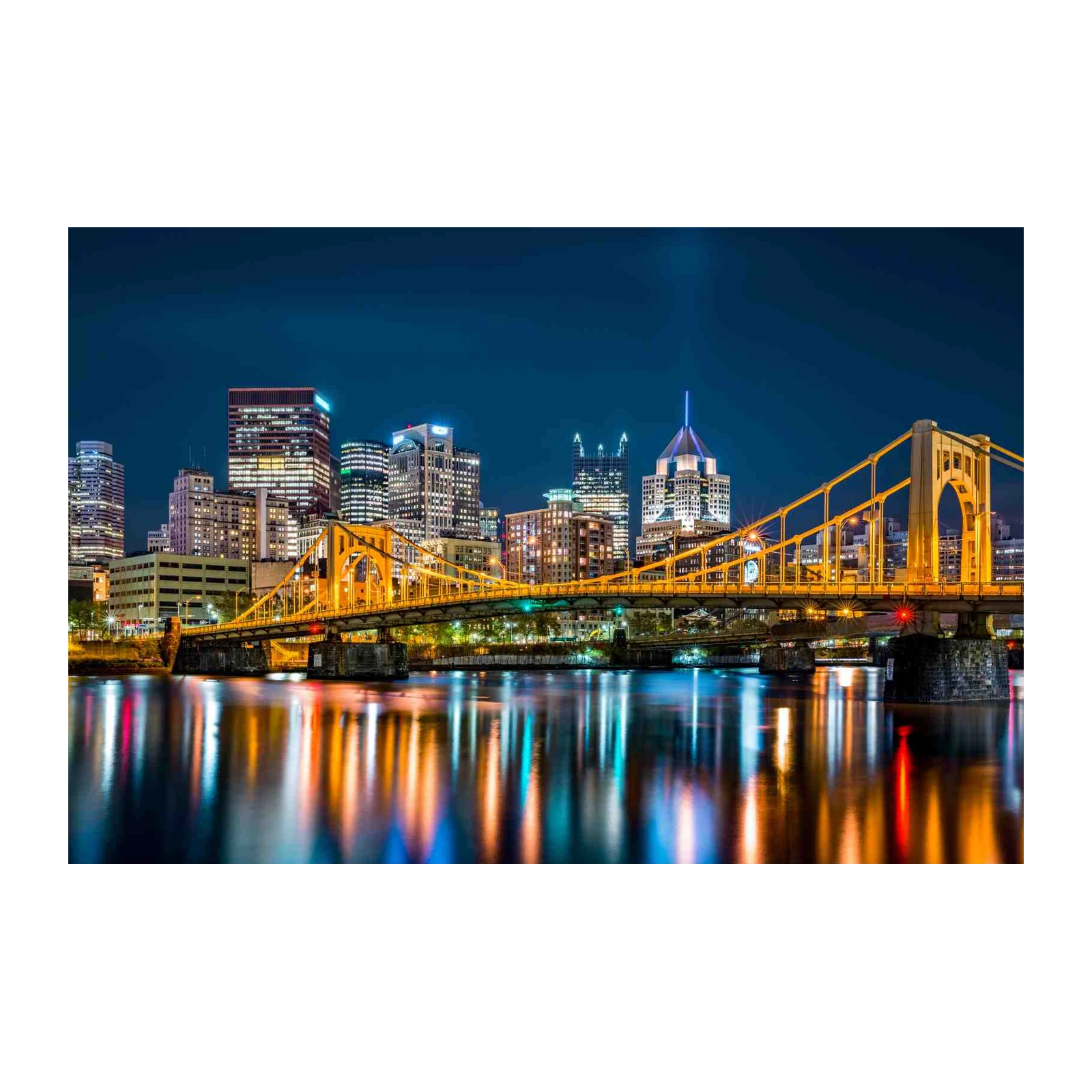 Pittsburgh Skyline Yellow Bridge Wall Art