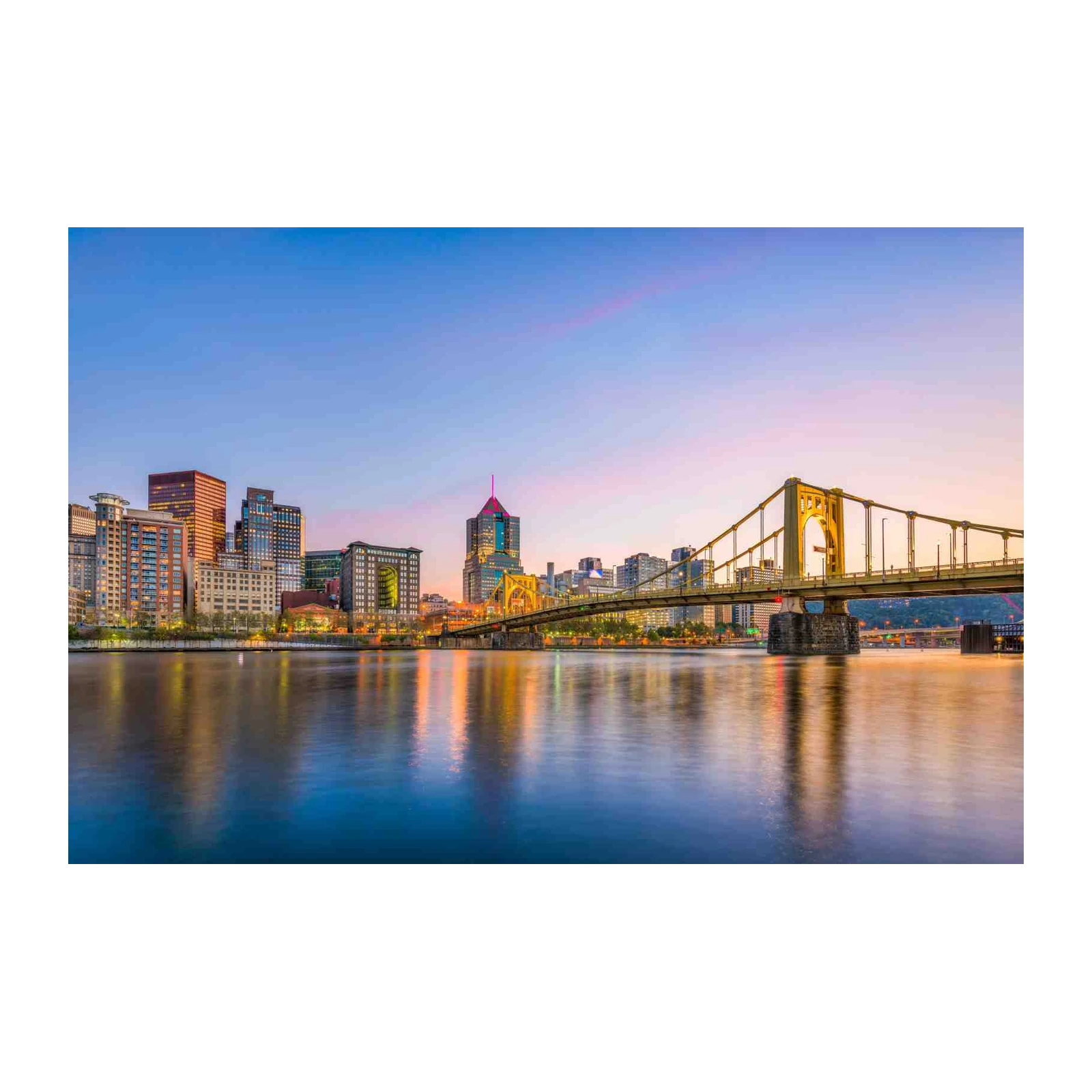 Pittsburgh Skyline & Yellow Bridge Wall Art