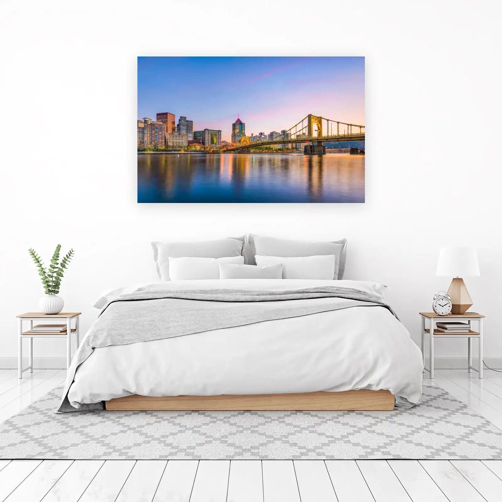 Pittsburgh Skyline & Yellow Bridge Wall Art