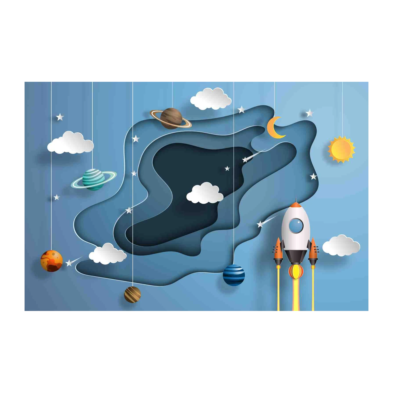 Dreamy Space Adventure Rocket Wall Art