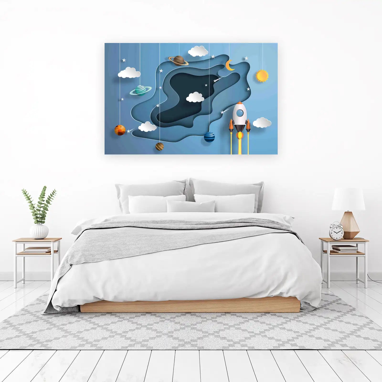 Dreamy Space Adventure Rocket Wall Art