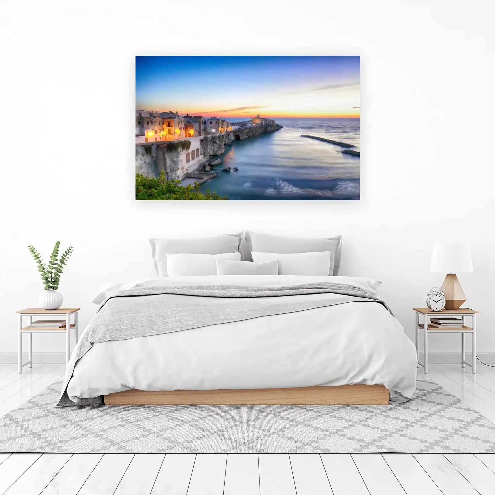 Italian Coastal Village Sunset Wall Art