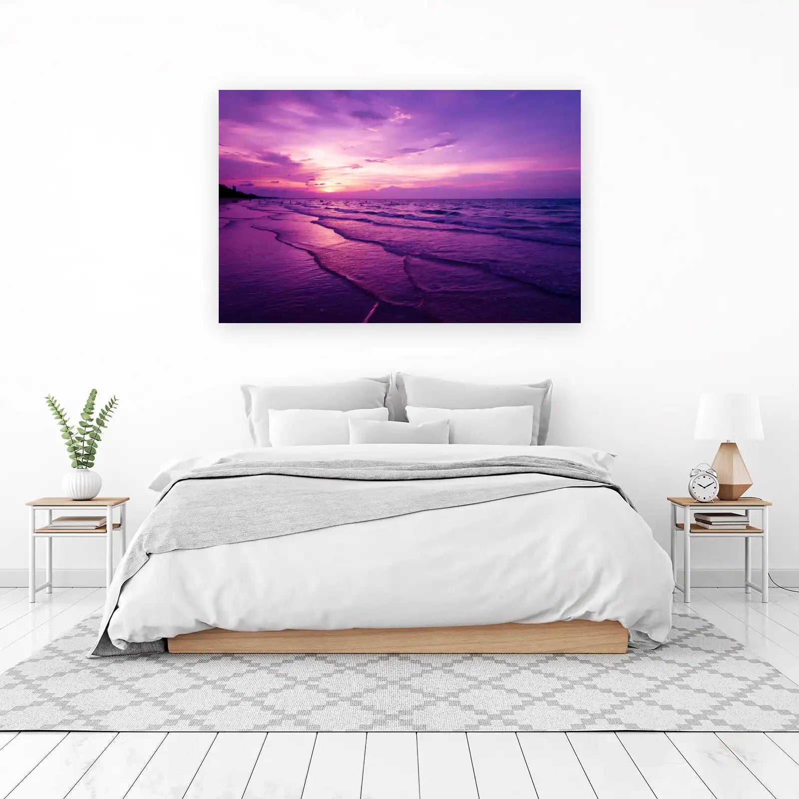 Vibrant Purple Beach Sunset Wall Art