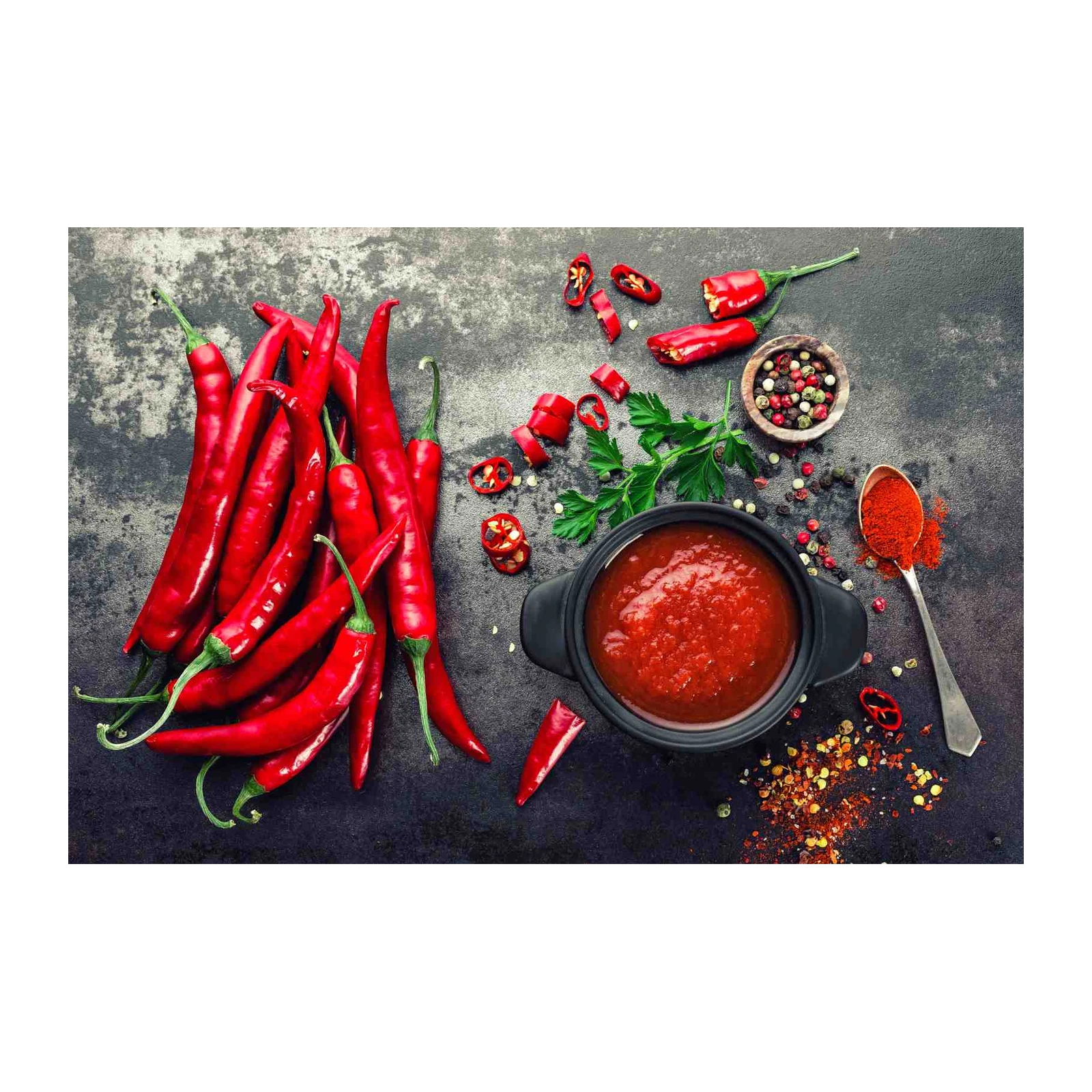 Vibrant Red Chili & Sauce Wall Art
