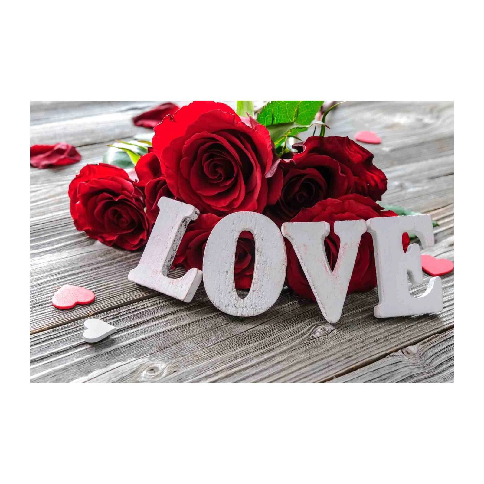 Red Rose Love Typography Wall Art