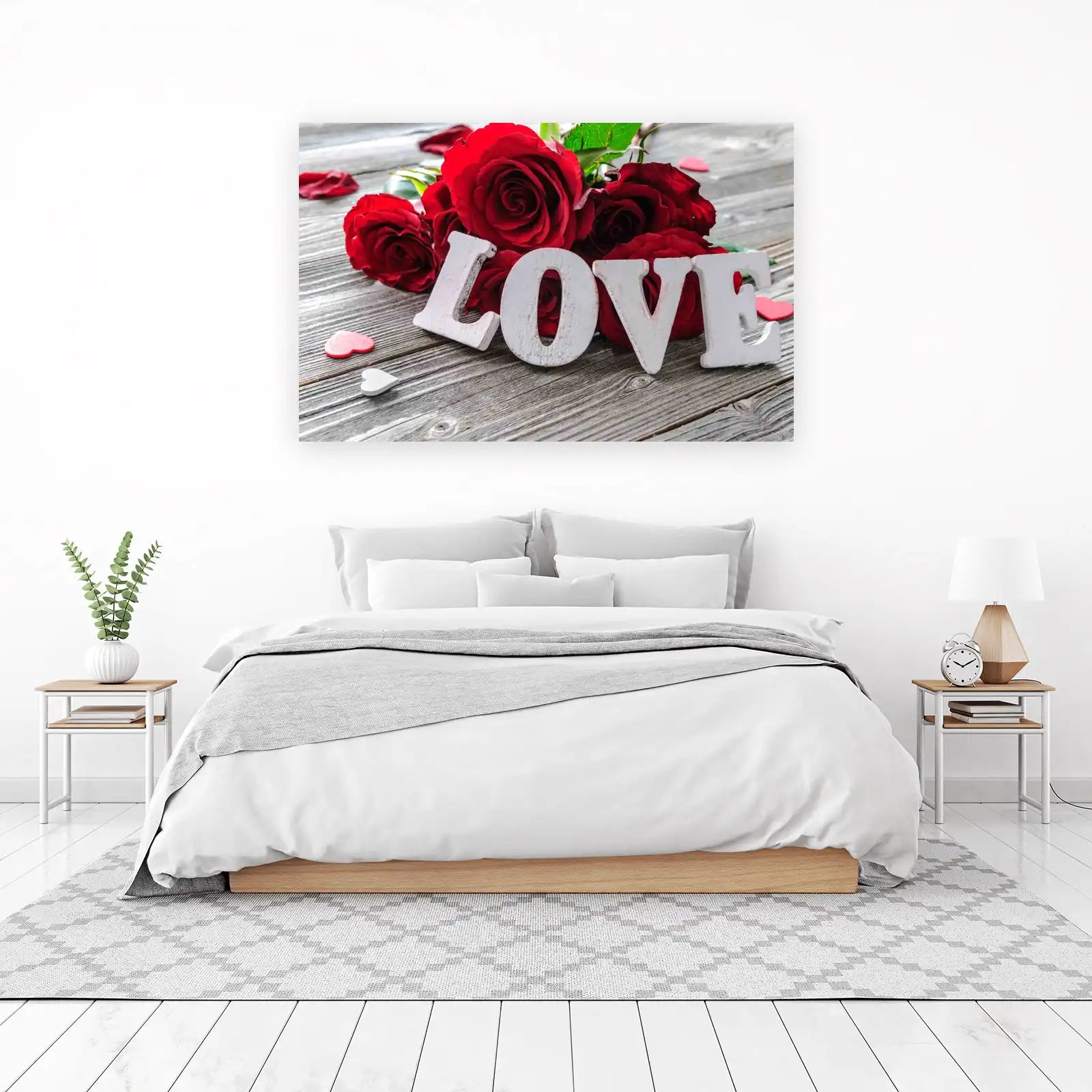 Red Rose Love Typography Wall Art