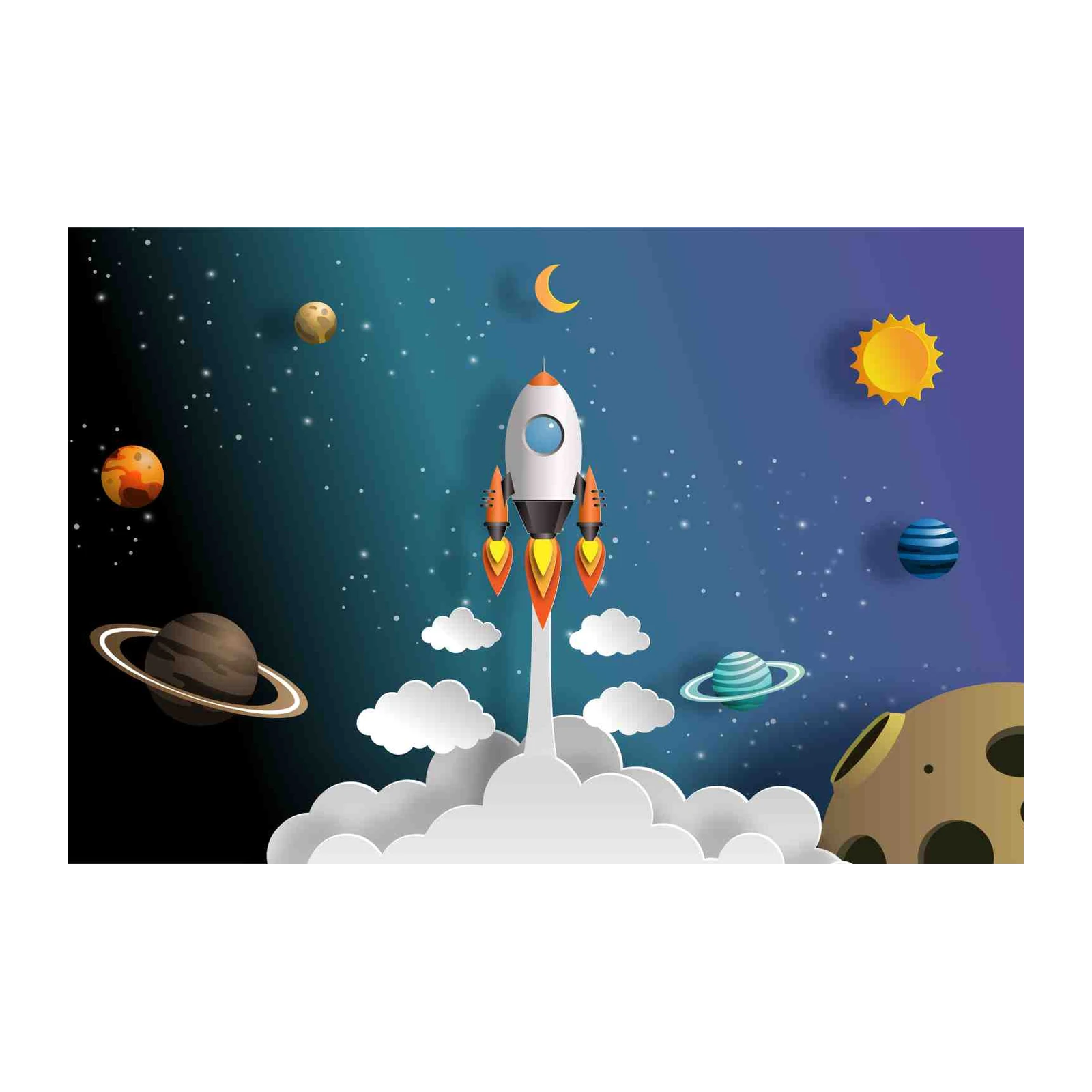 Galactic Adventure Rocket Wall Art