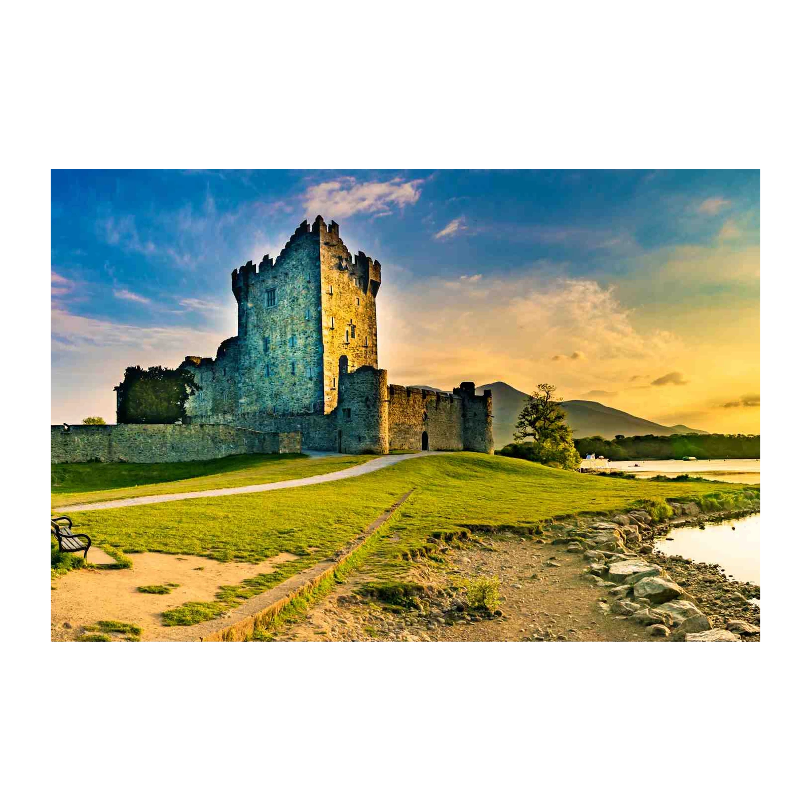 Irish Castle Sunset Landscape Wall Art