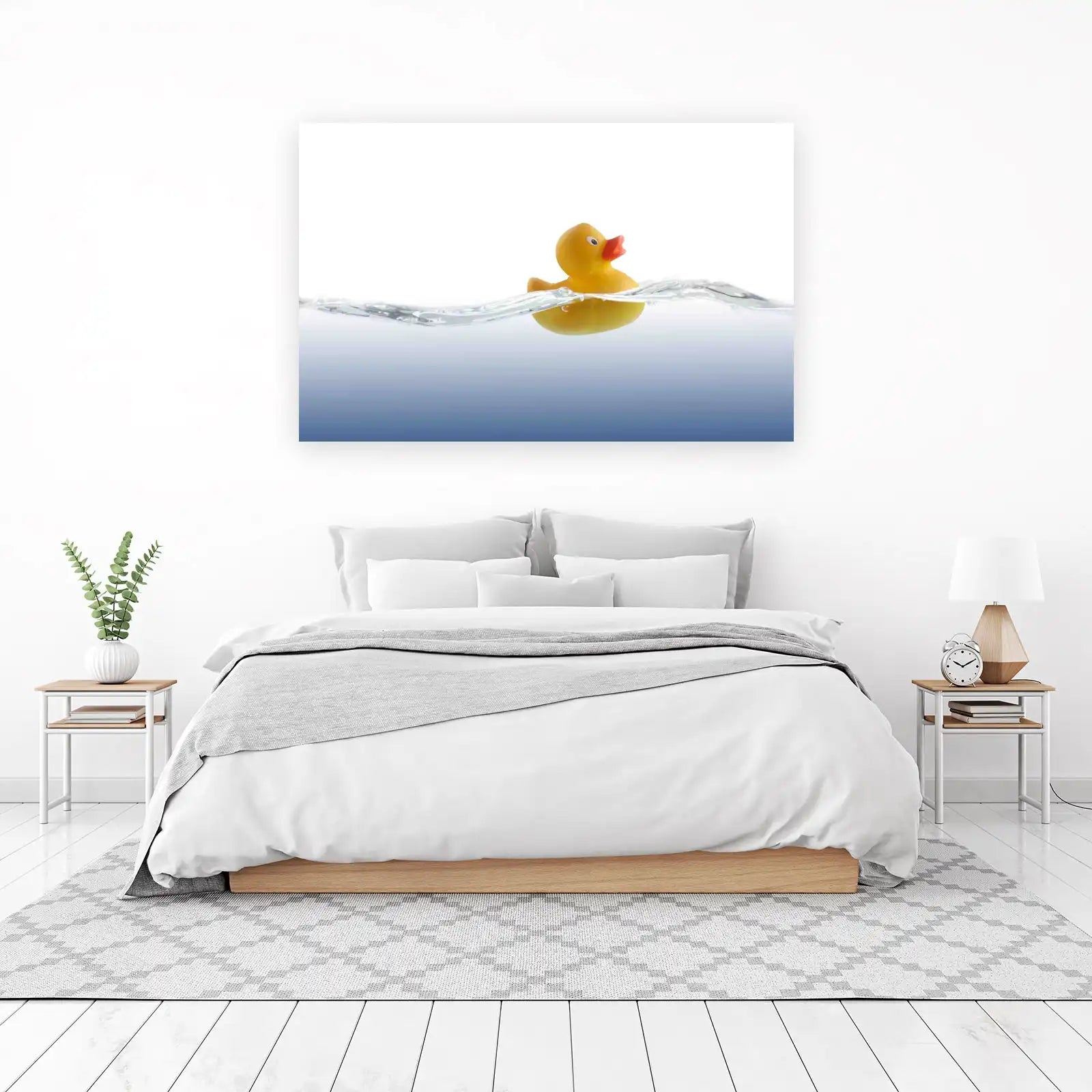 Playful Rubber Duck Floating in Water Wall Art