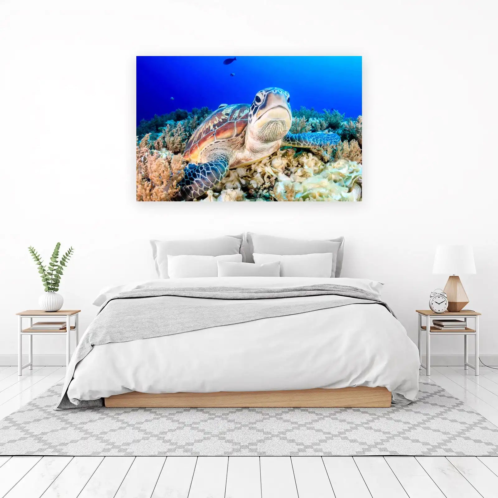 Majestic Sea Turtle in Coral Reef Wall Art