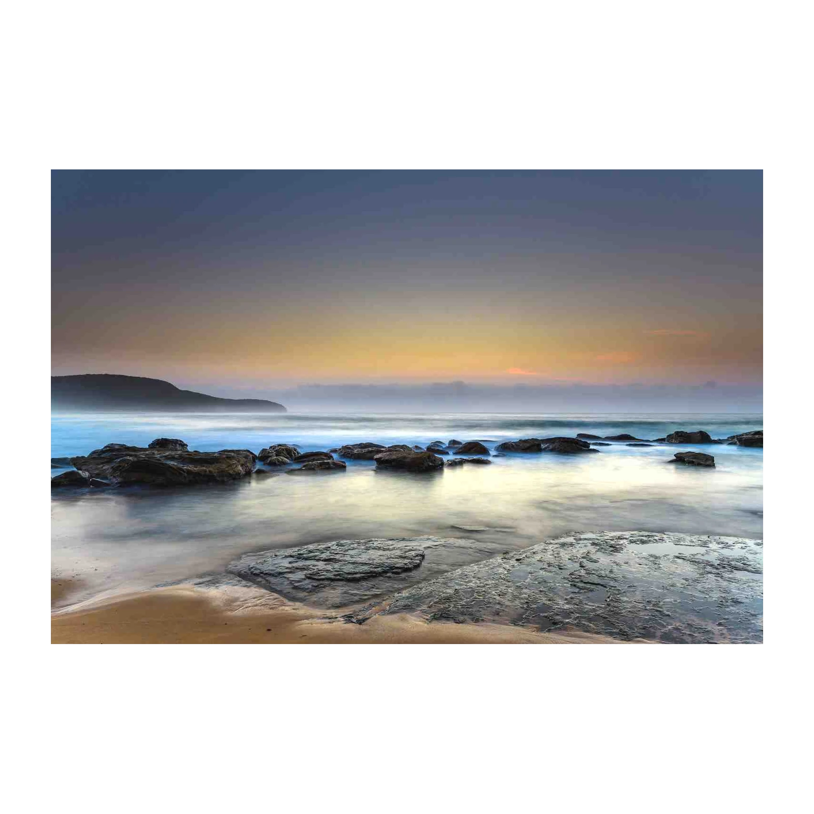 Serene Sunrise Coastal Rocks Wall Art
