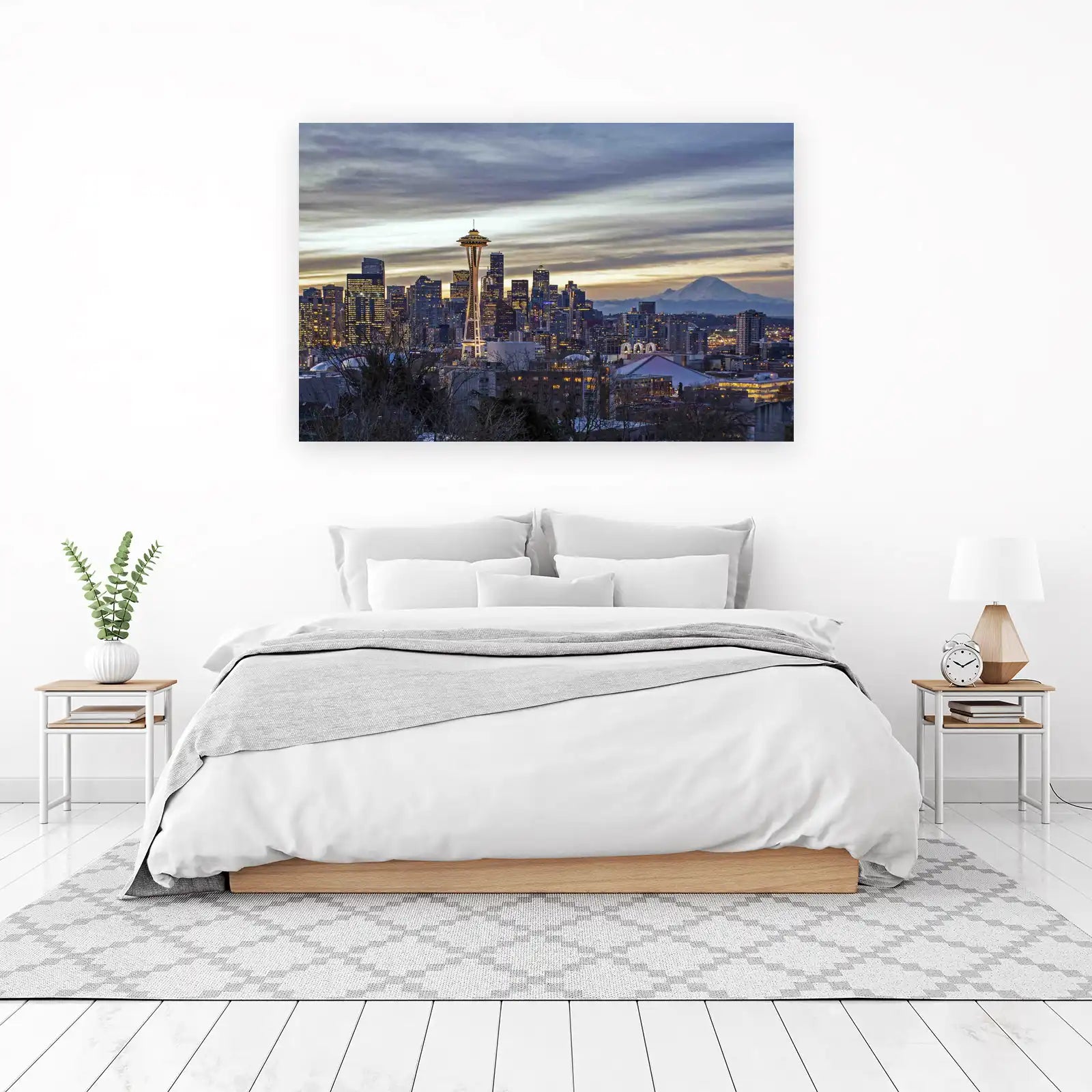 Seattle Skyline & Mt. Rainier Sunset Wall Art