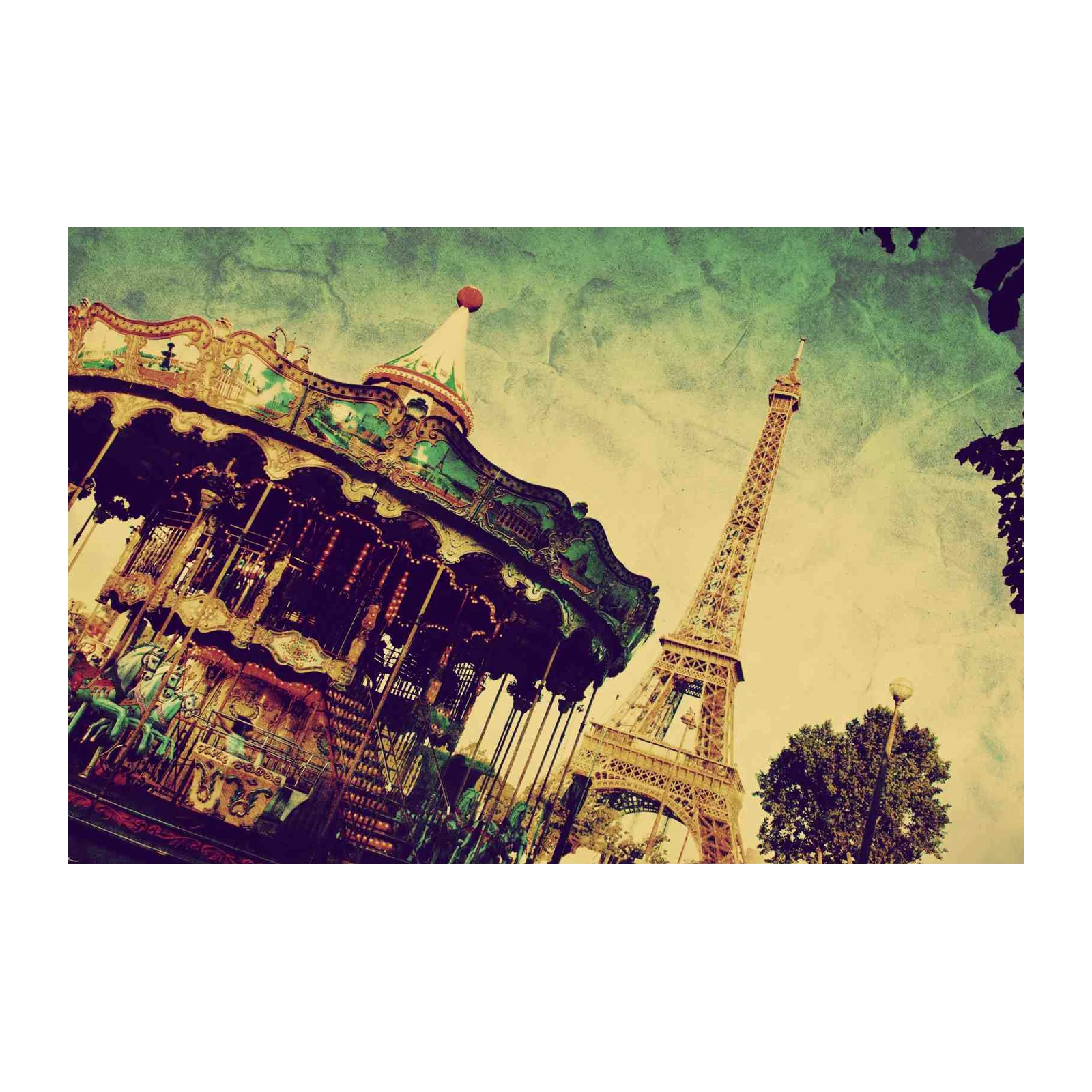 Vintage Paris Carousel & Eiffel Tower Wall Art